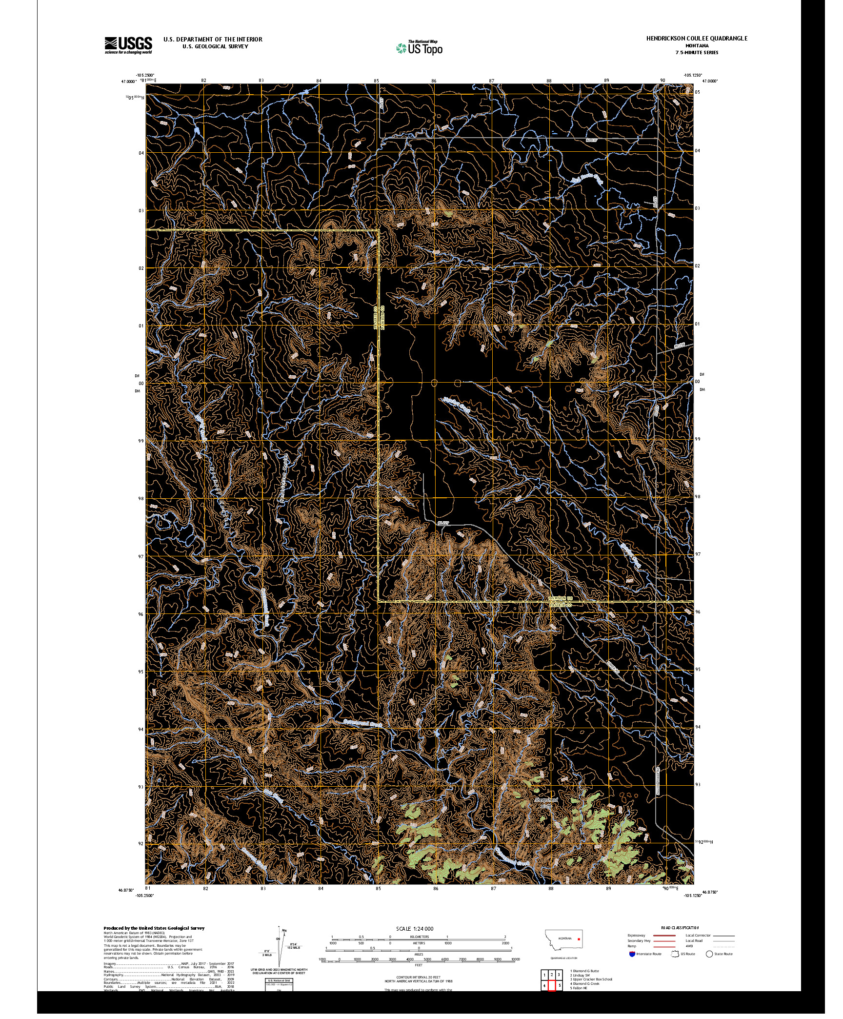 US TOPO 7.5-MINUTE MAP FOR HENDRICKSON COULEE, MT