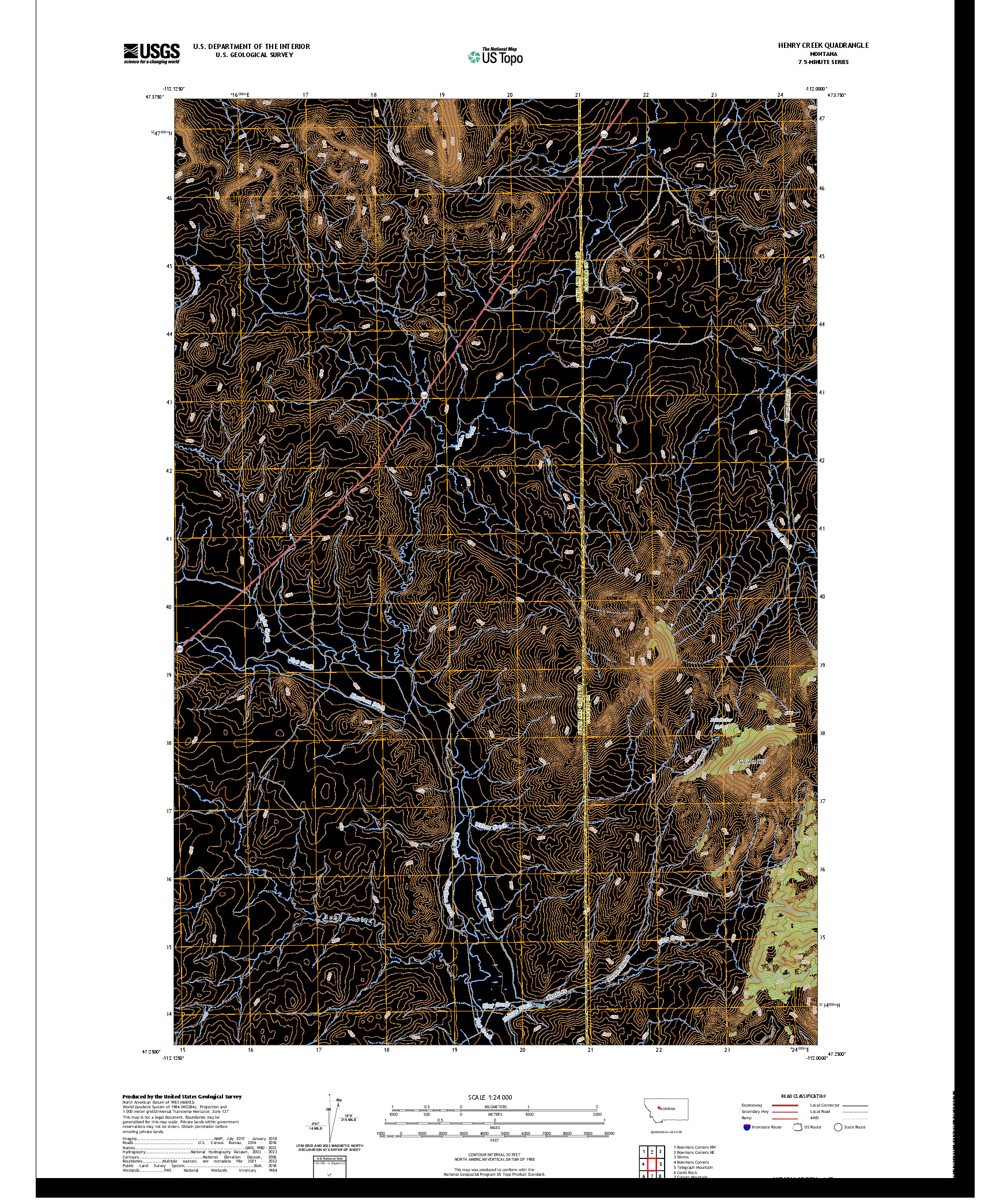 US TOPO 7.5-MINUTE MAP FOR HENRY CREEK, MT