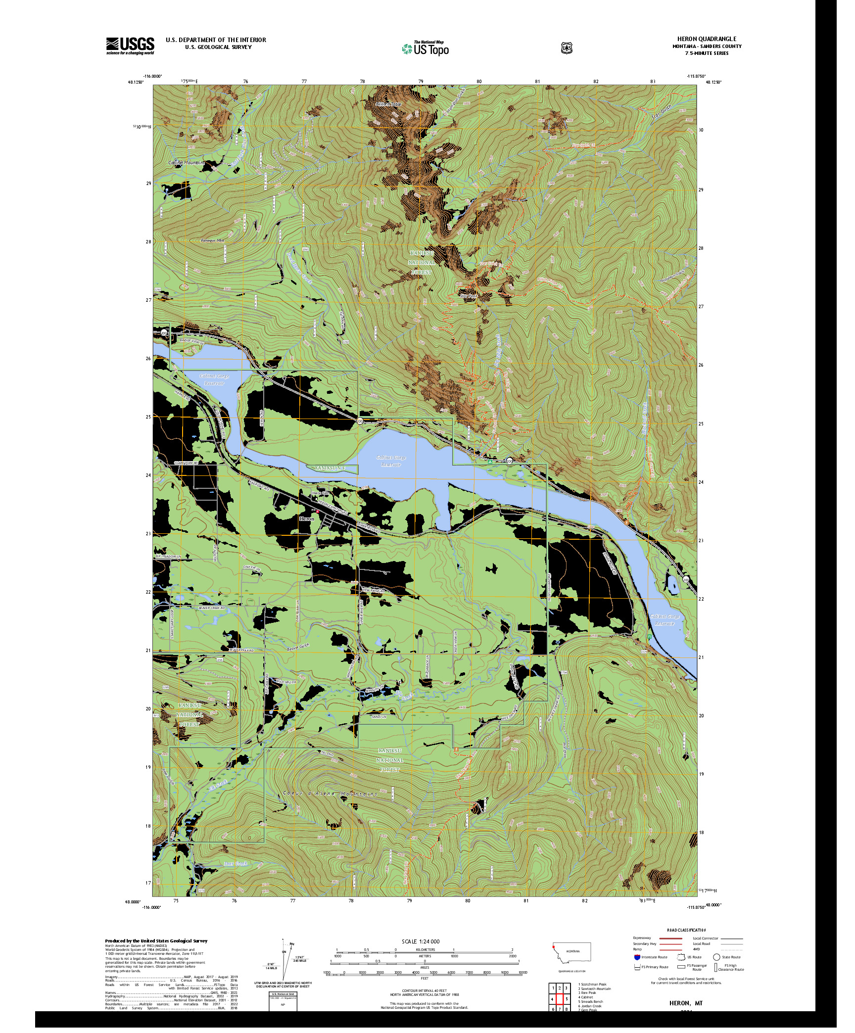 US TOPO 7.5-MINUTE MAP FOR HERON, MT
