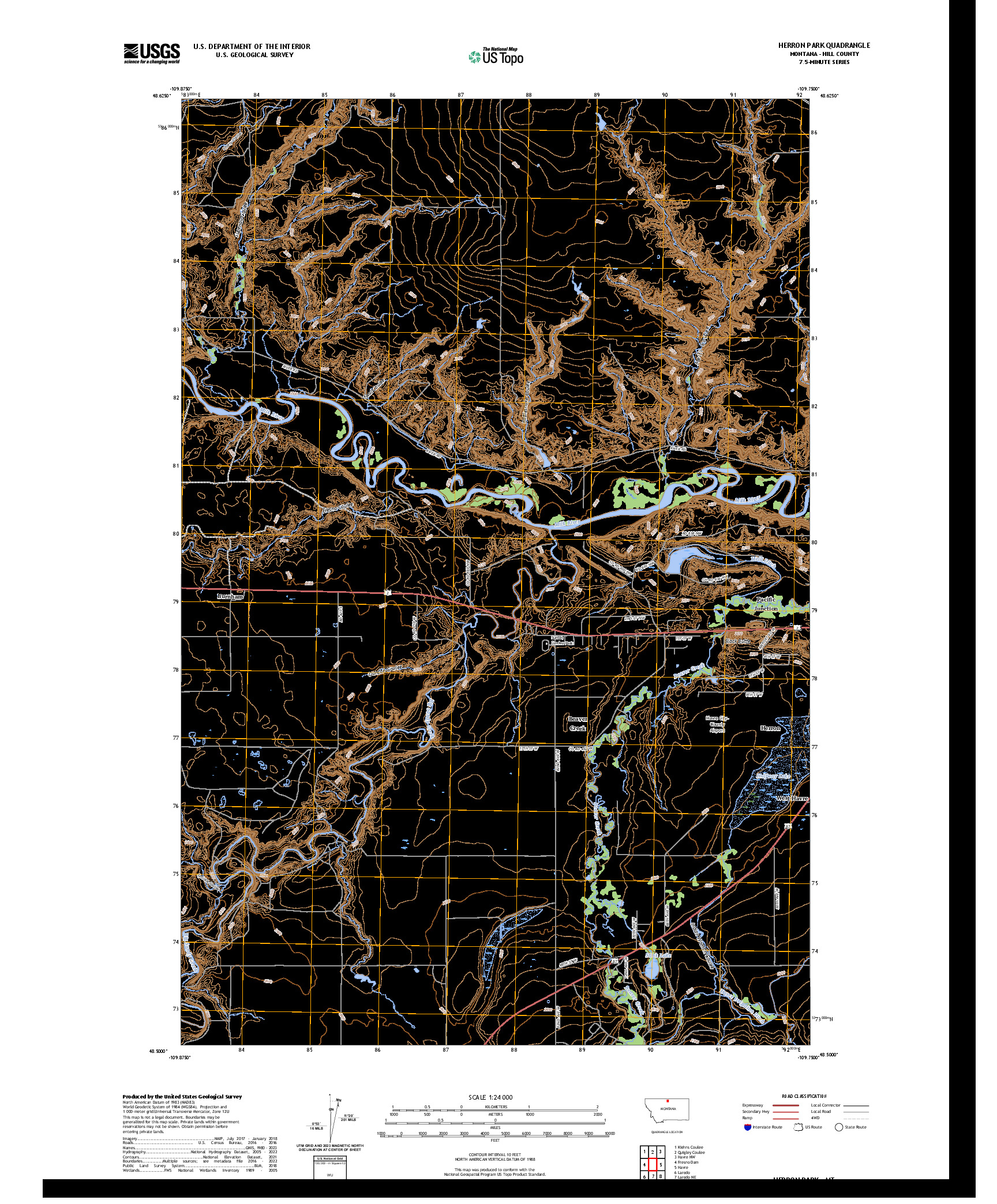 US TOPO 7.5-MINUTE MAP FOR HERRON PARK, MT