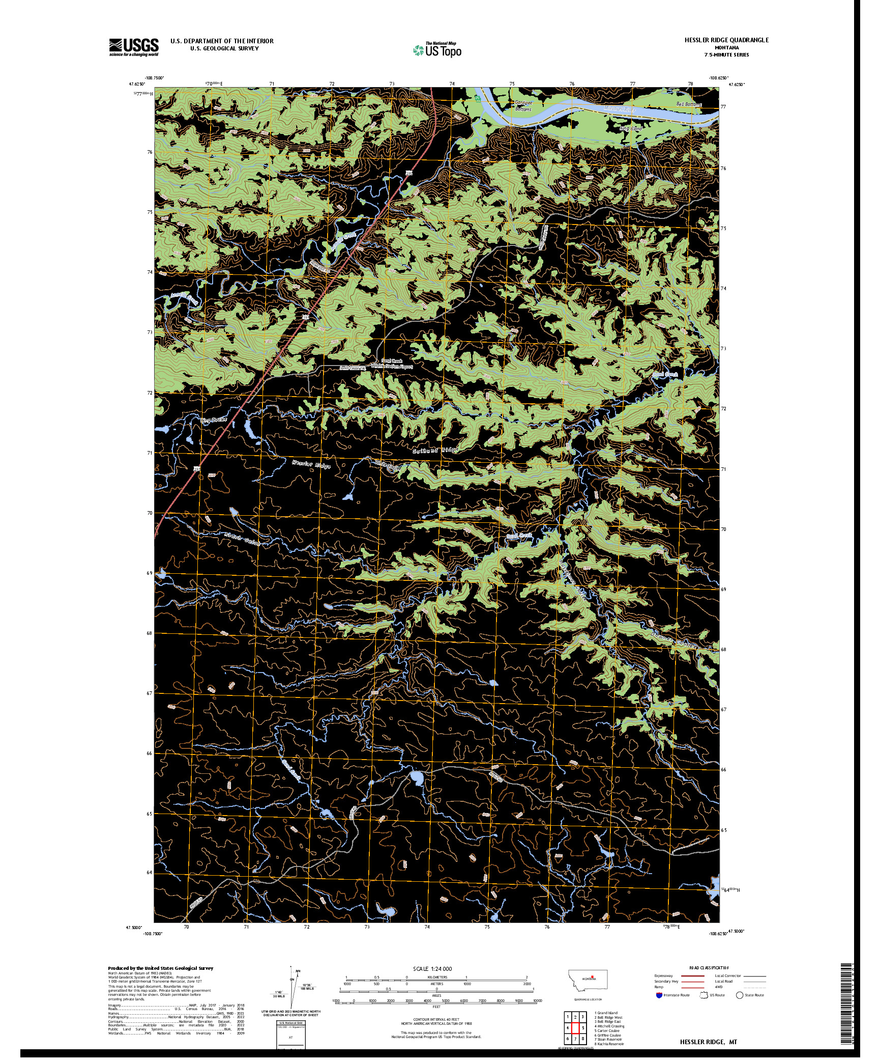 US TOPO 7.5-MINUTE MAP FOR HESSLER RIDGE, MT
