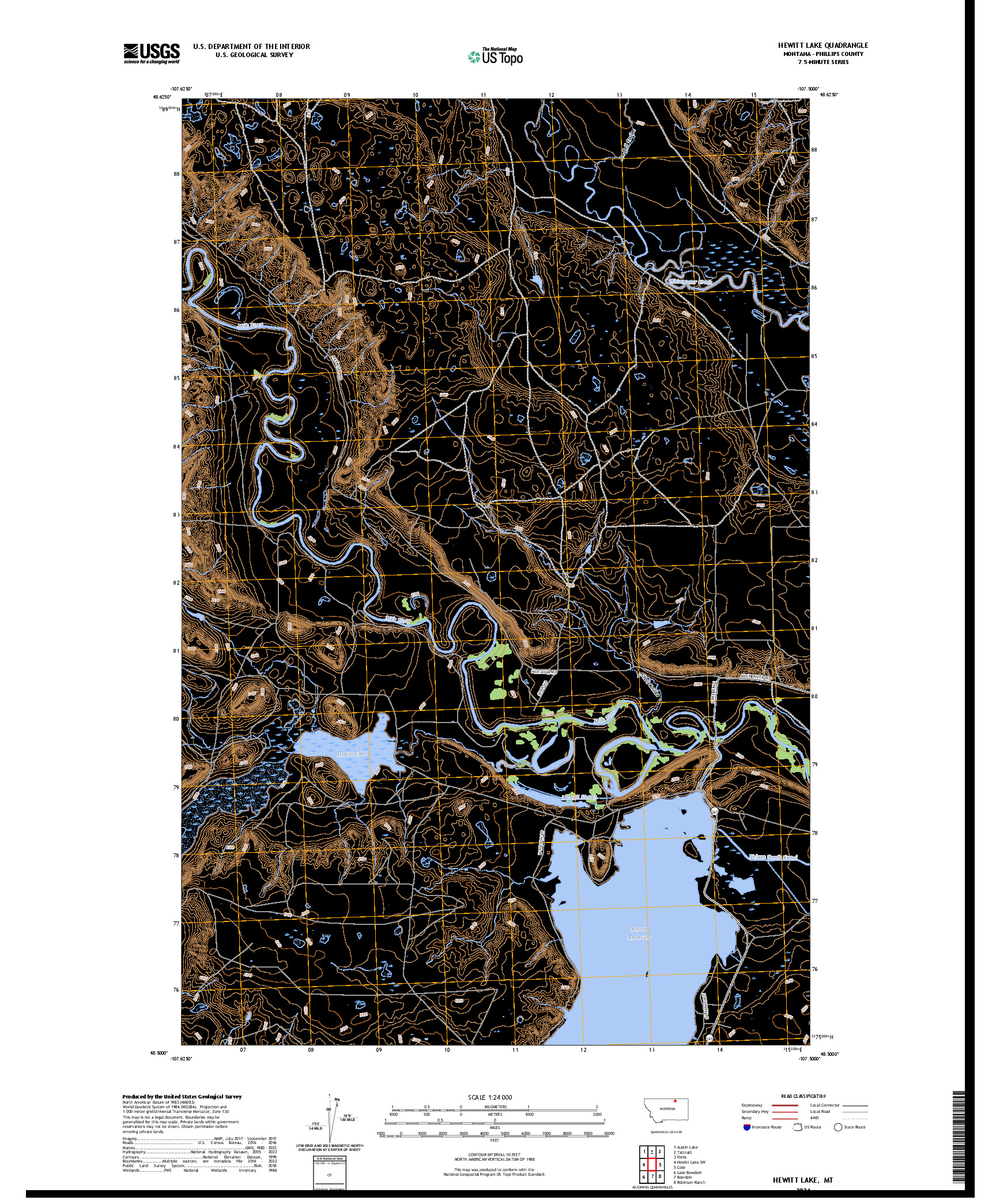 US TOPO 7.5-MINUTE MAP FOR HEWITT LAKE, MT