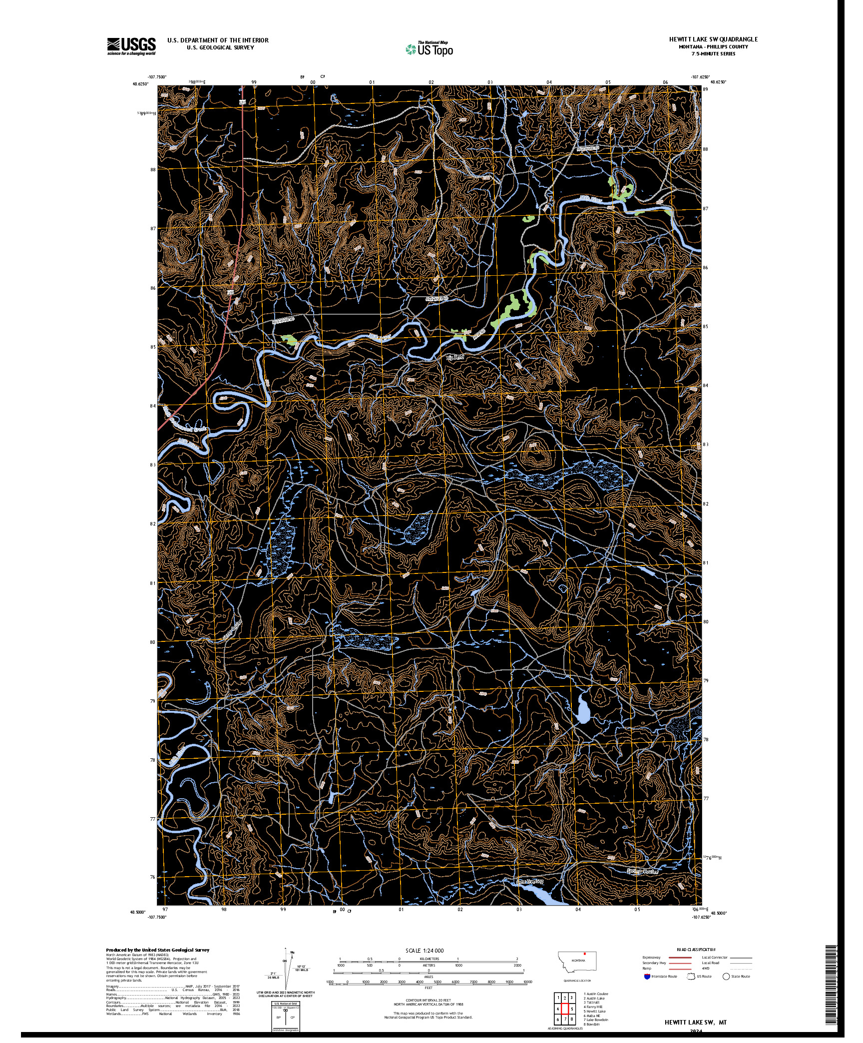 US TOPO 7.5-MINUTE MAP FOR HEWITT LAKE SW, MT