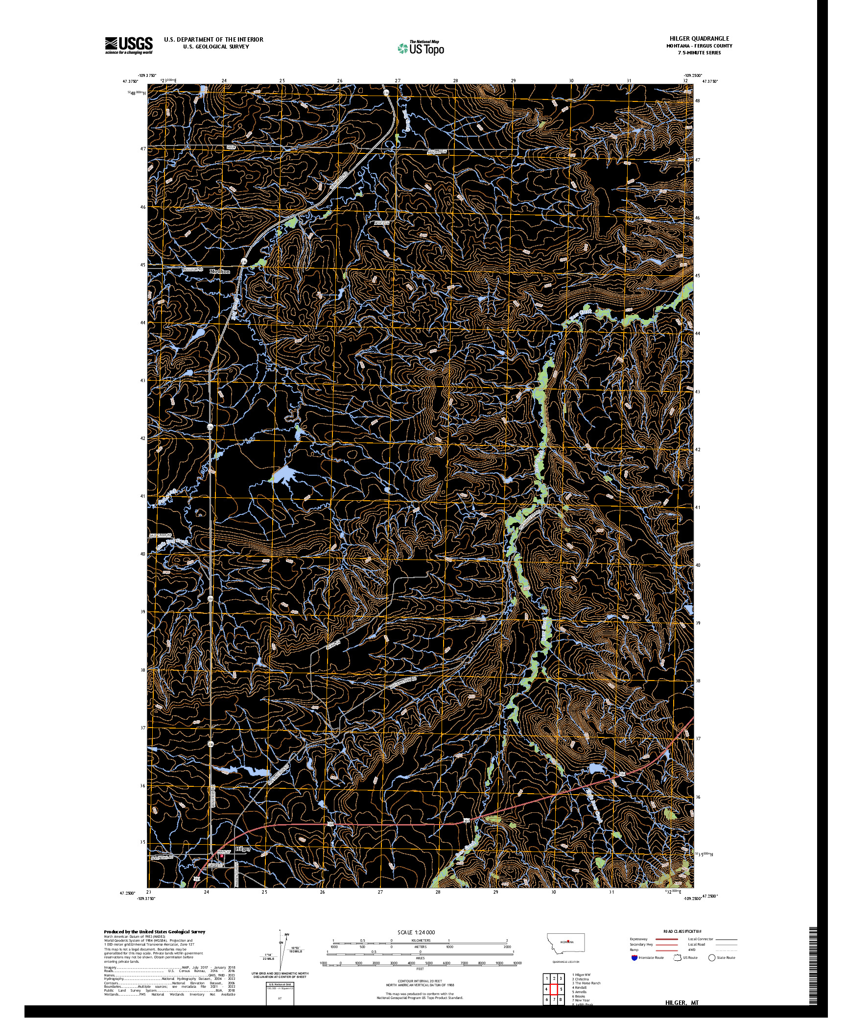 US TOPO 7.5-MINUTE MAP FOR HILGER, MT