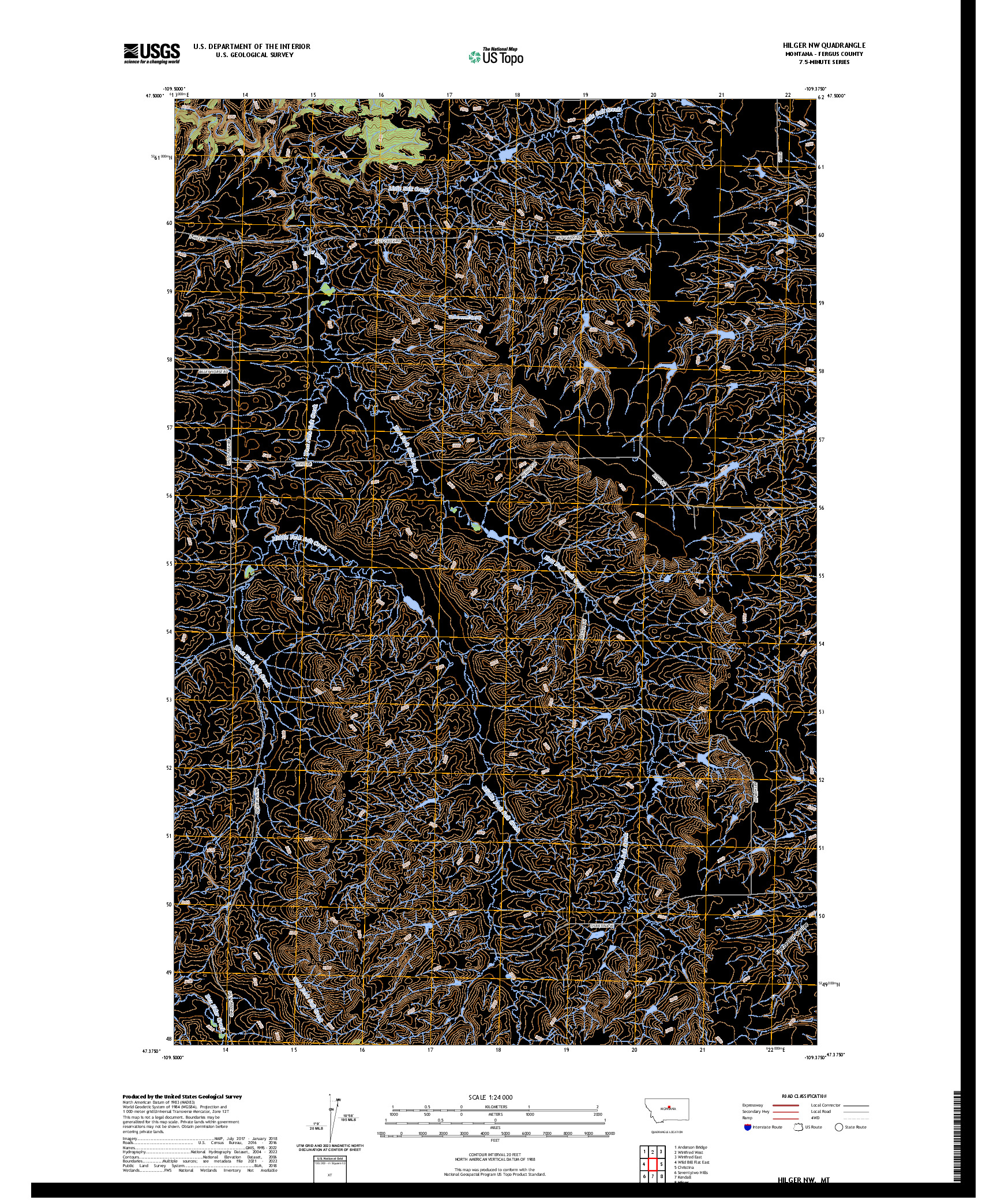 US TOPO 7.5-MINUTE MAP FOR HILGER NW, MT