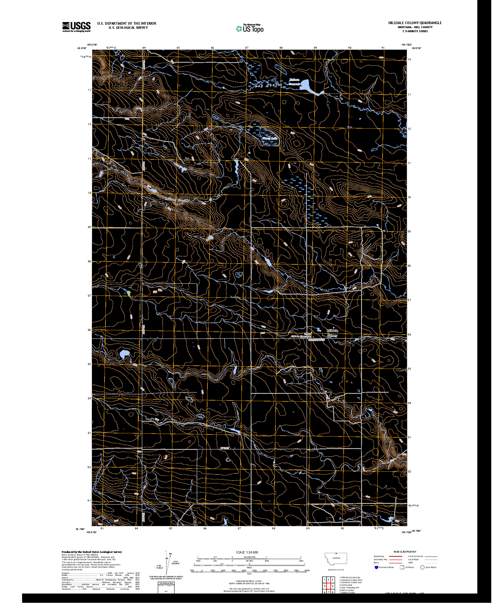 US TOPO 7.5-MINUTE MAP FOR HILLDALE COLONY, MT