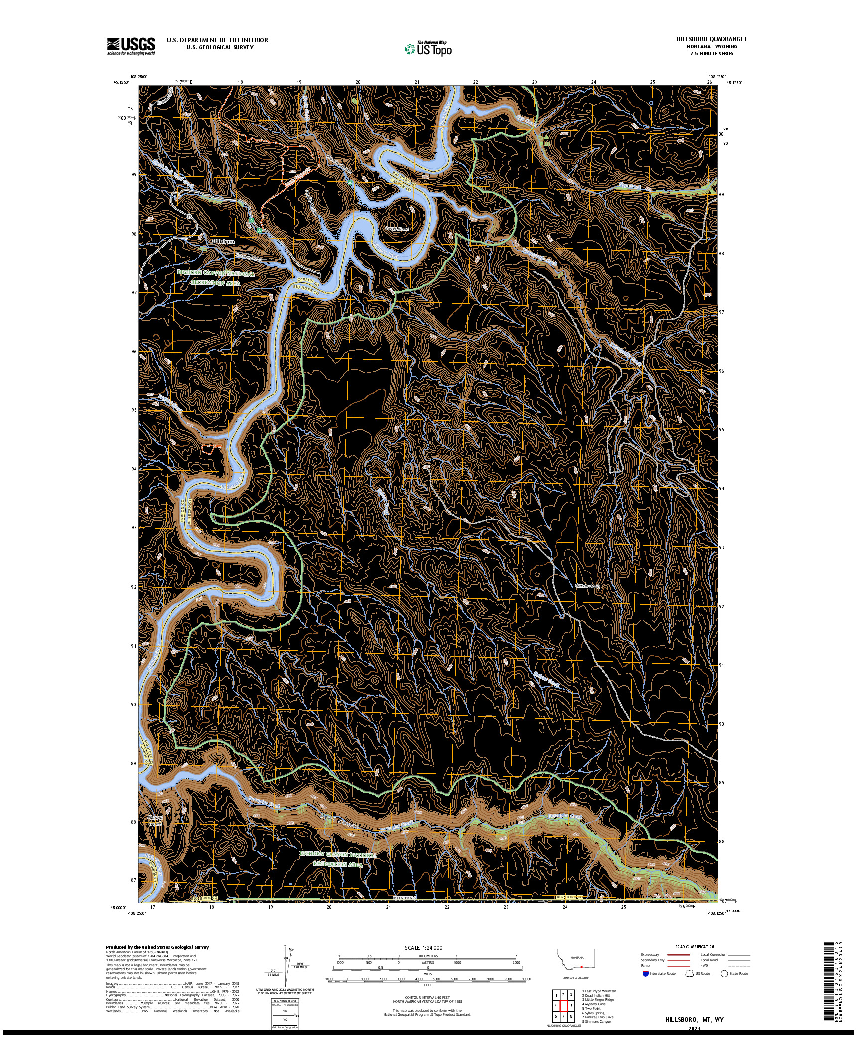US TOPO 7.5-MINUTE MAP FOR HILLSBORO, MT,WY
