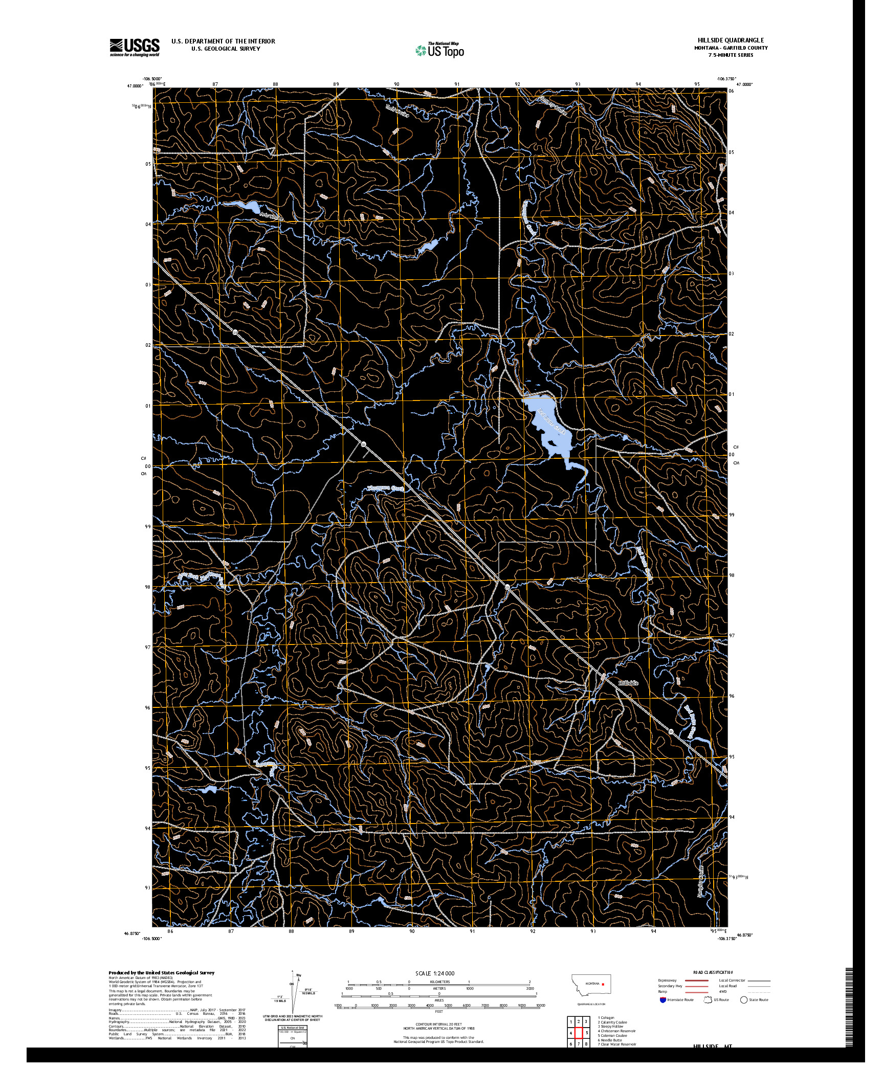 US TOPO 7.5-MINUTE MAP FOR HILLSIDE, MT