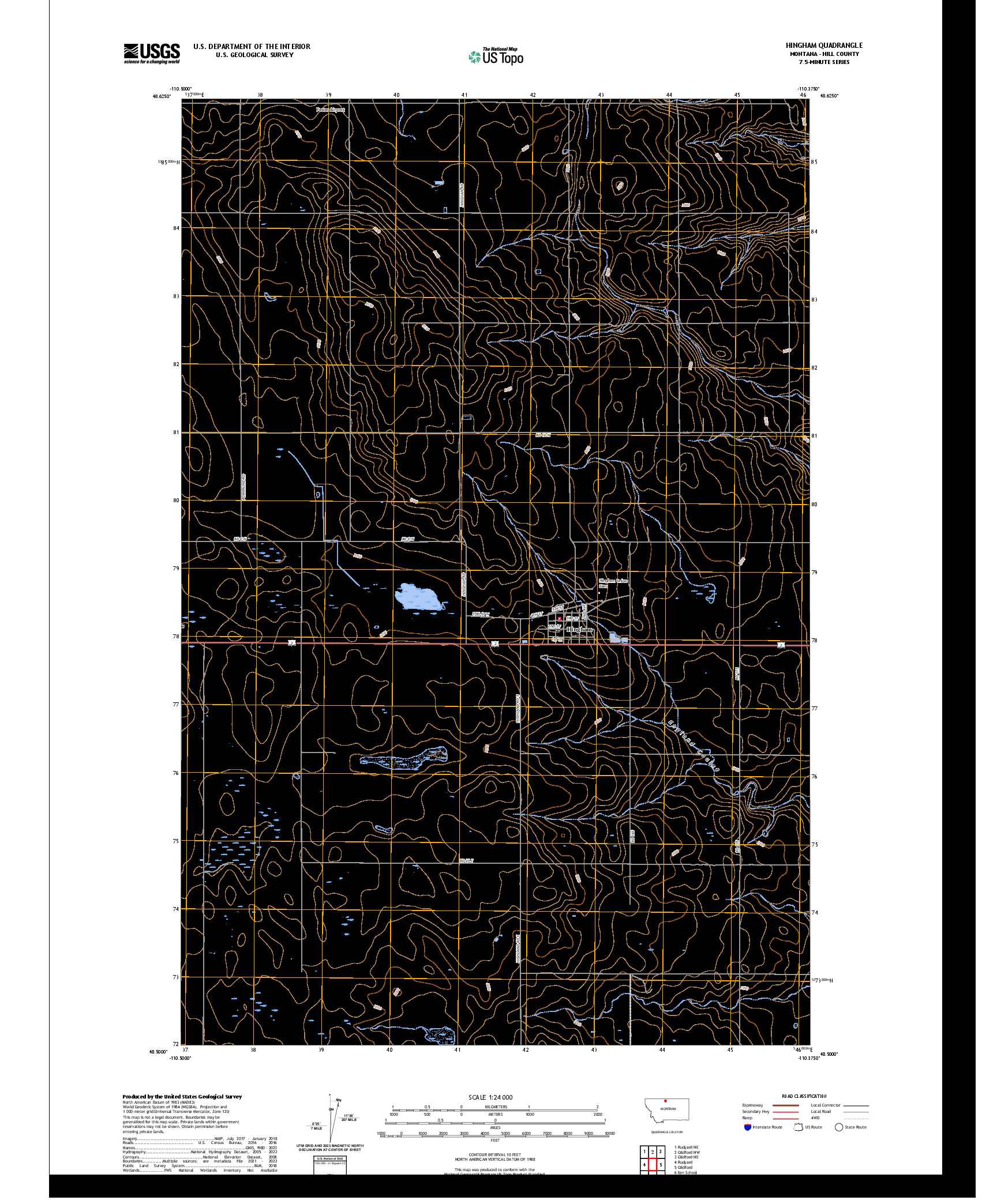 US TOPO 7.5-MINUTE MAP FOR HINGHAM, MT