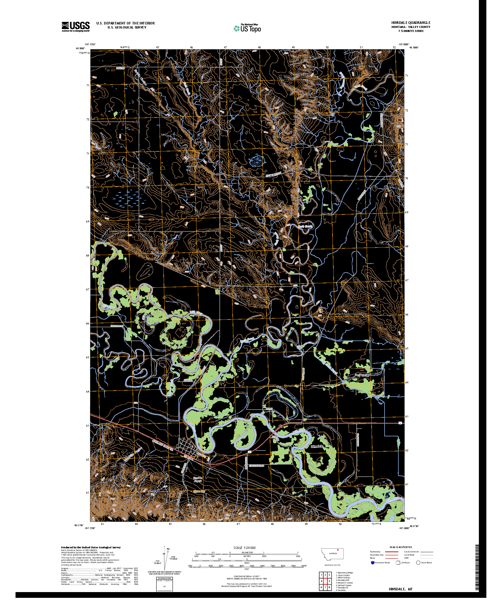 US TOPO 7.5-MINUTE MAP FOR HINSDALE, MT