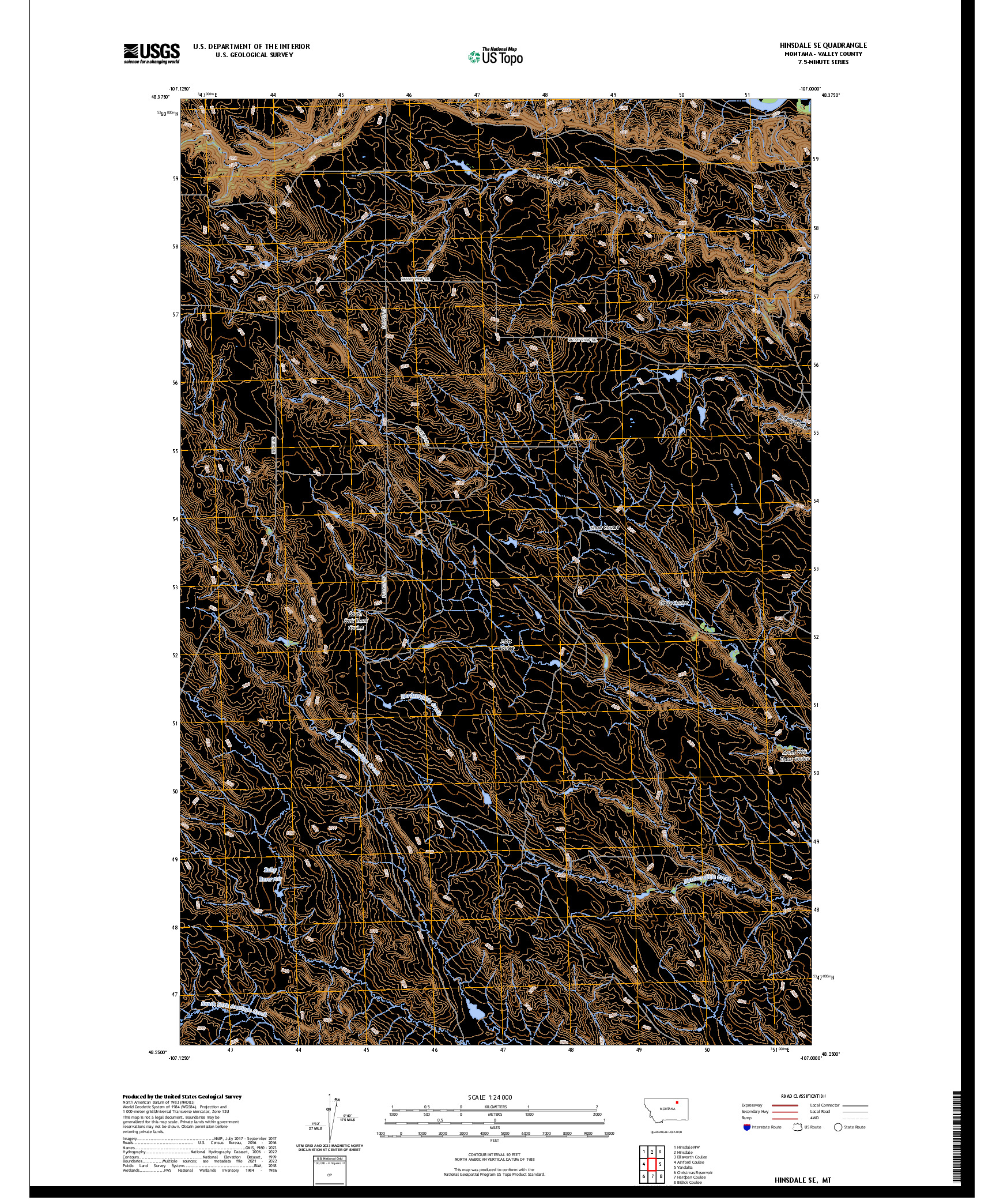 US TOPO 7.5-MINUTE MAP FOR HINSDALE SE, MT