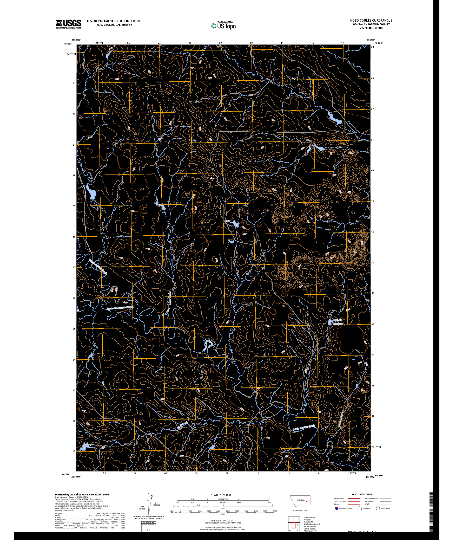 US TOPO 7.5-MINUTE MAP FOR HOBO COULEE, MT