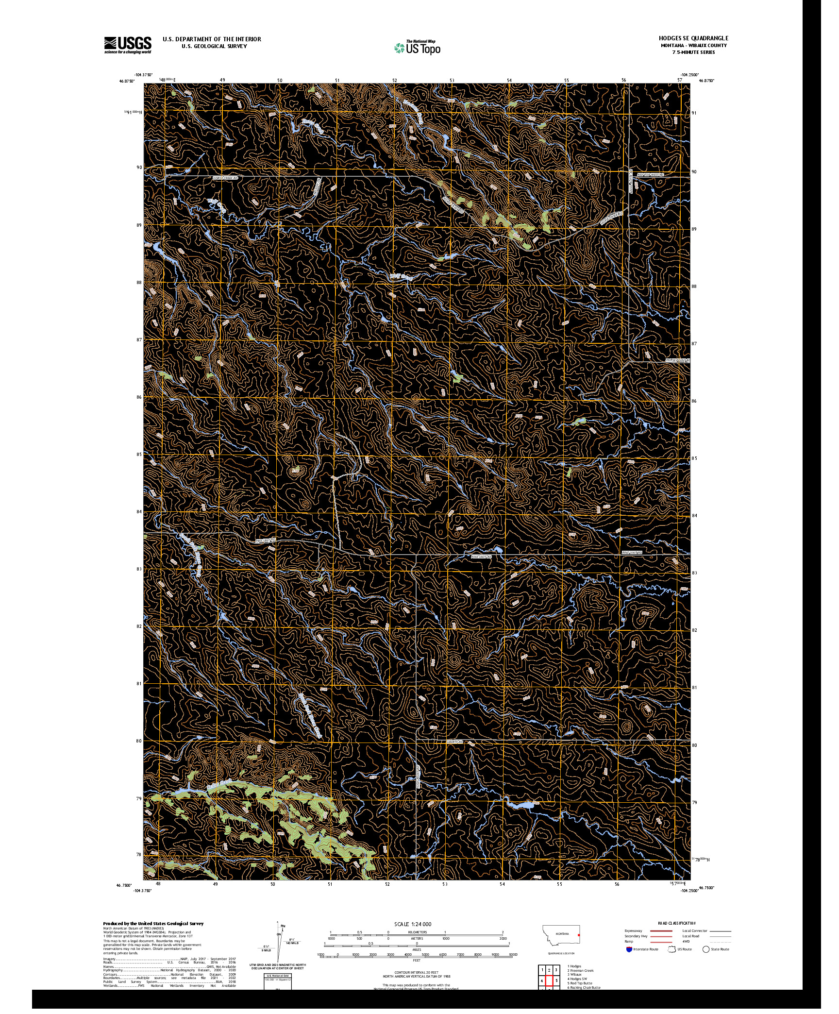 US TOPO 7.5-MINUTE MAP FOR HODGES SE, MT