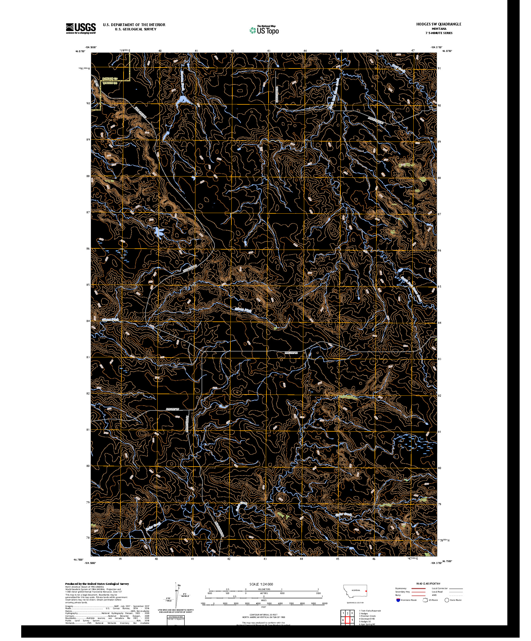 US TOPO 7.5-MINUTE MAP FOR HODGES SW, MT