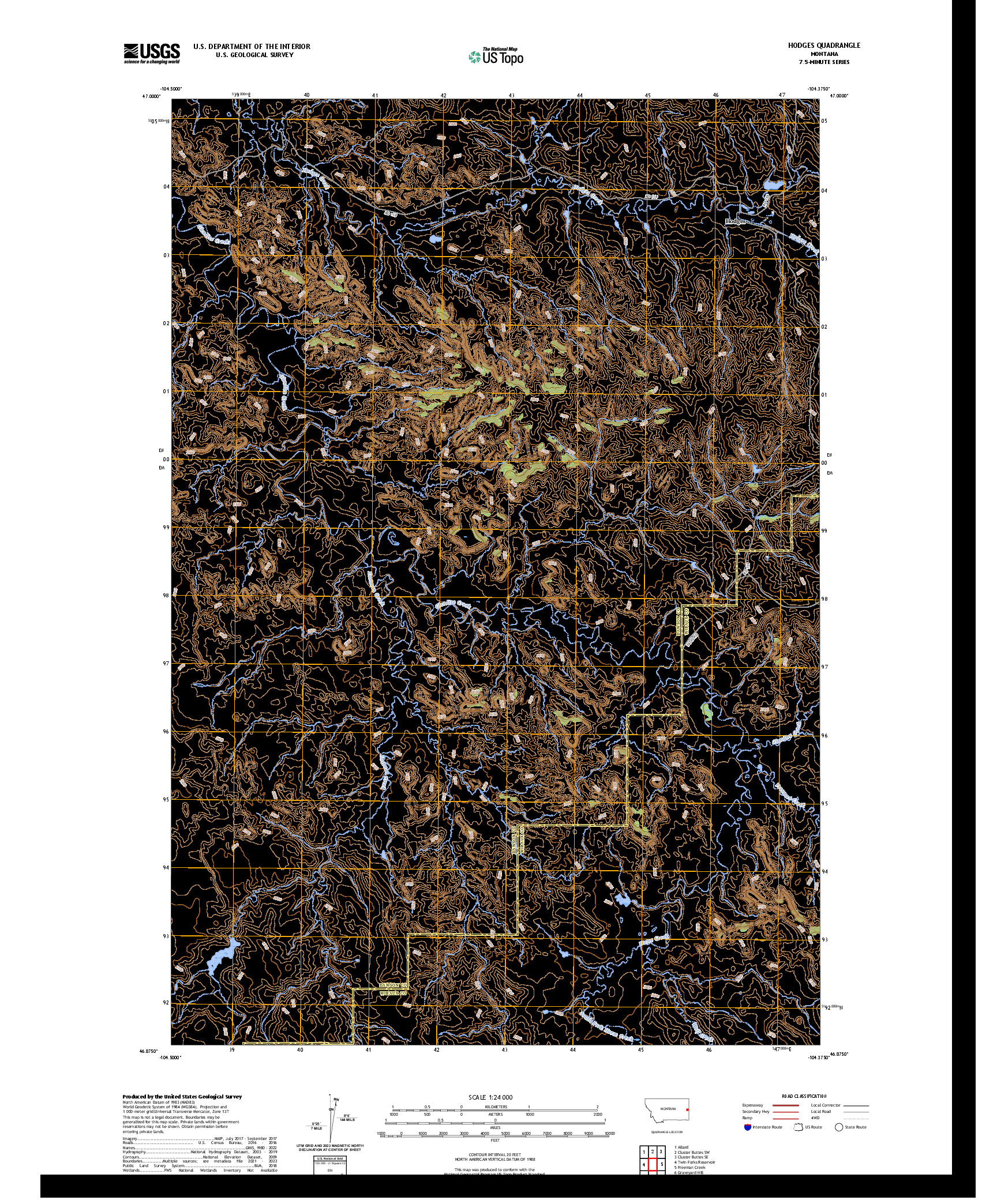 US TOPO 7.5-MINUTE MAP FOR HODGES, MT