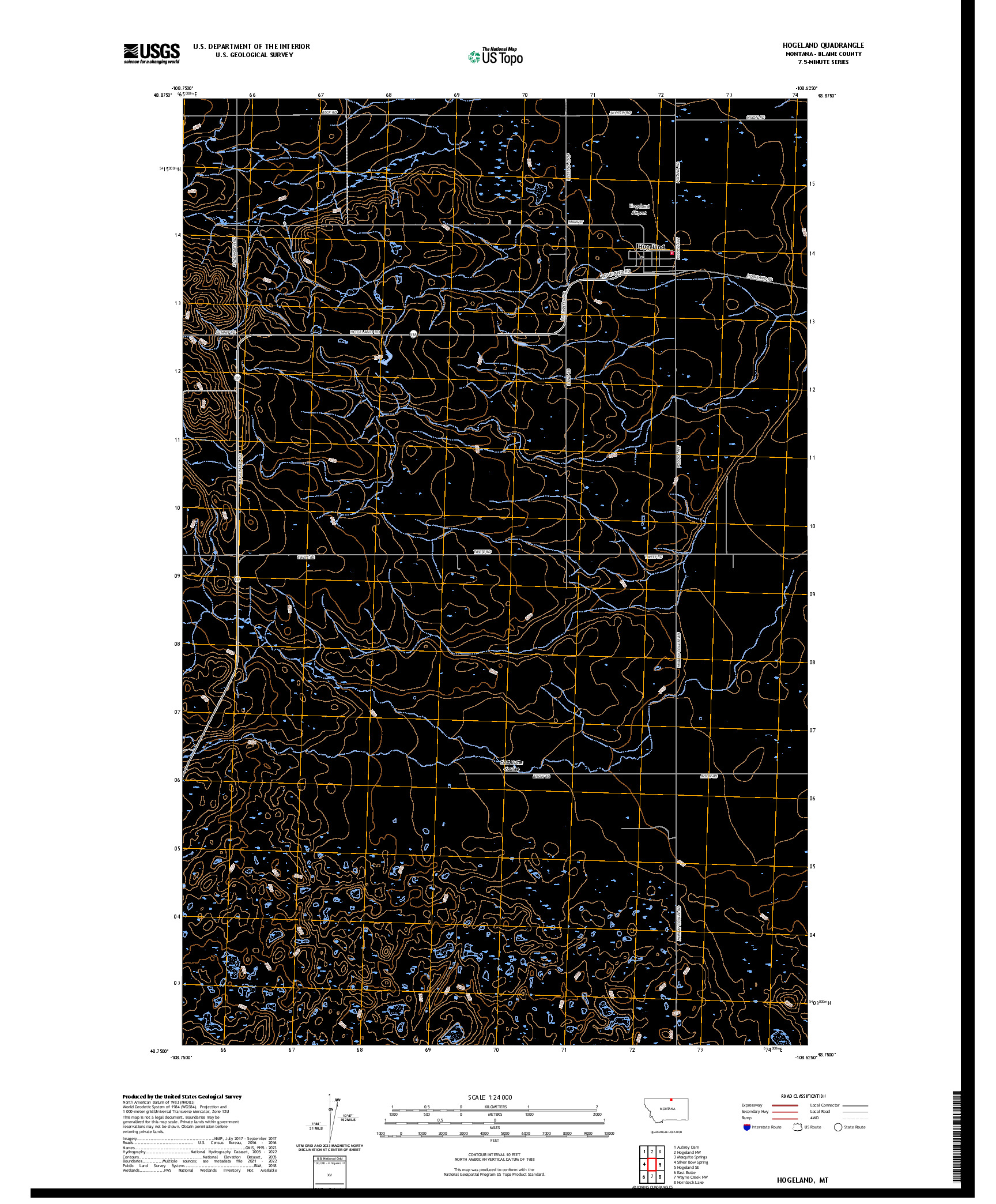 US TOPO 7.5-MINUTE MAP FOR HOGELAND, MT