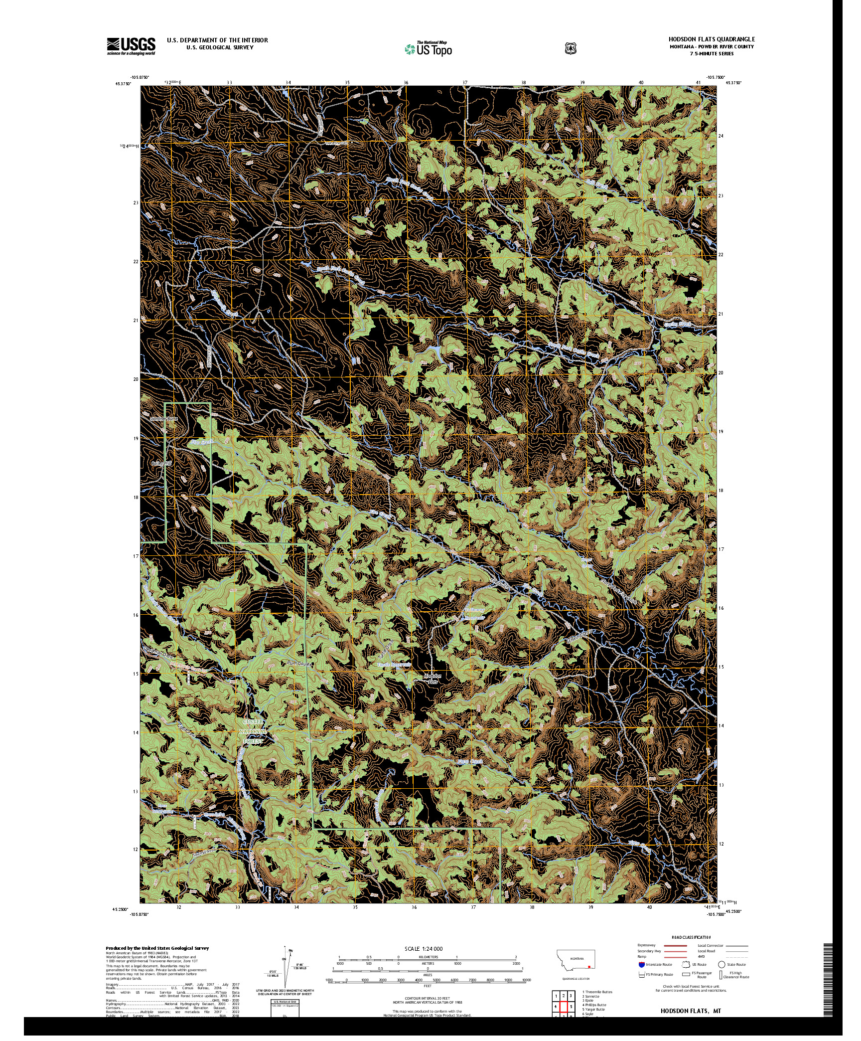 US TOPO 7.5-MINUTE MAP FOR HODSDON FLATS, MT