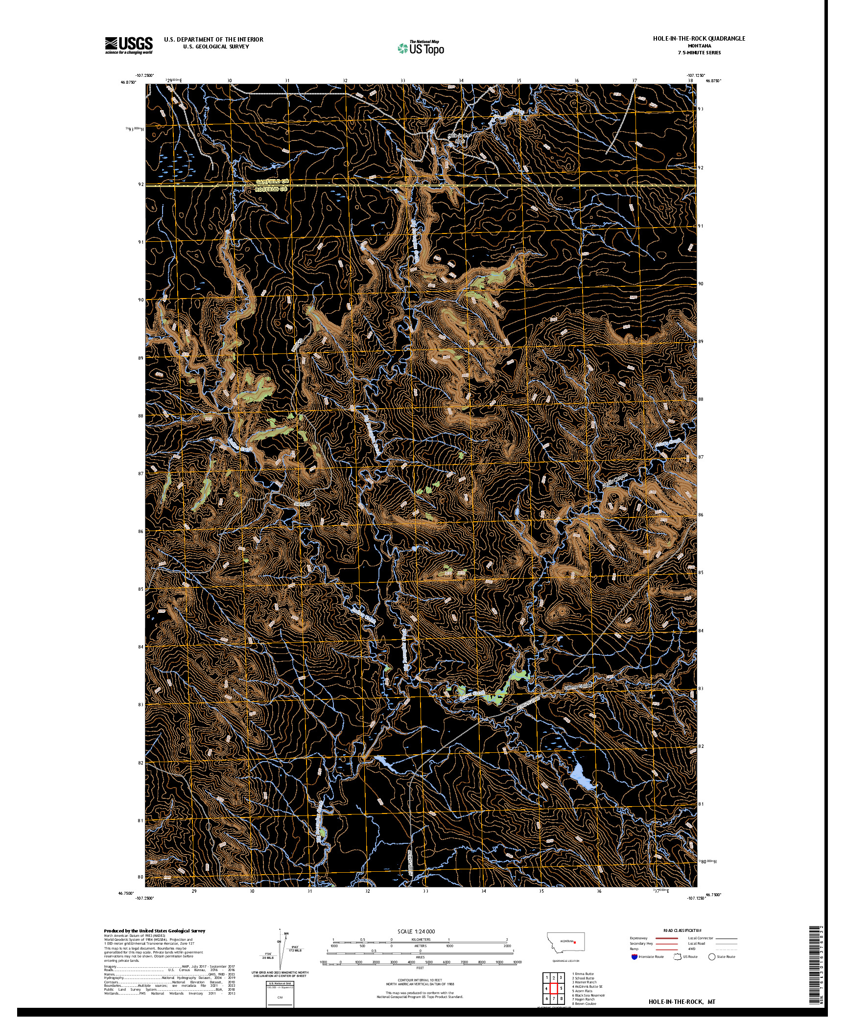 US TOPO 7.5-MINUTE MAP FOR HOLE-IN-THE-ROCK, MT