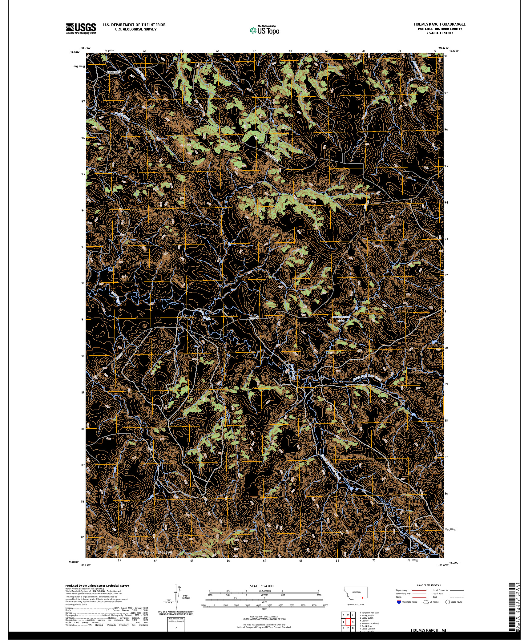 US TOPO 7.5-MINUTE MAP FOR HOLMES RANCH, MT