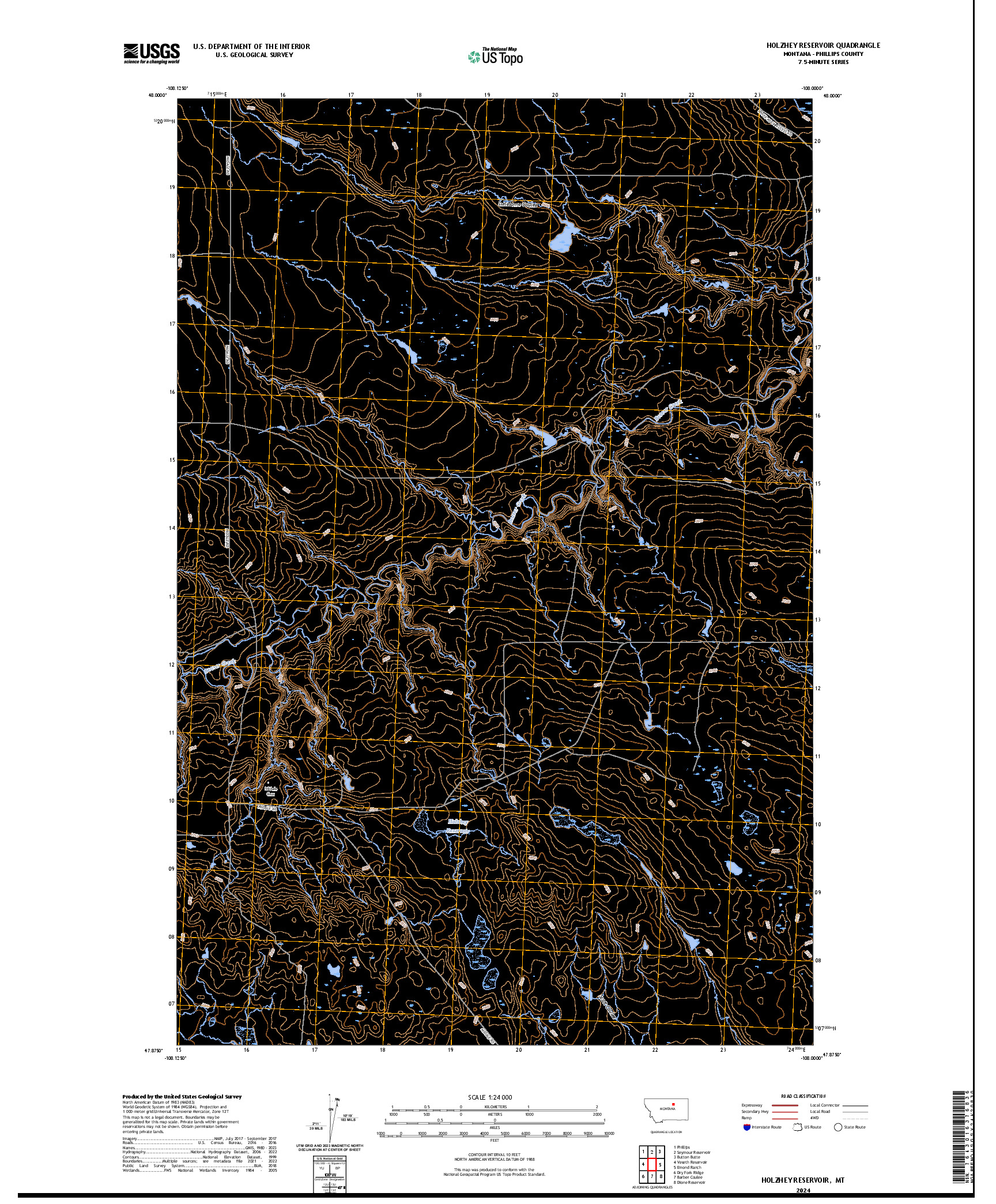 US TOPO 7.5-MINUTE MAP FOR HOLZHEY RESERVOIR, MT