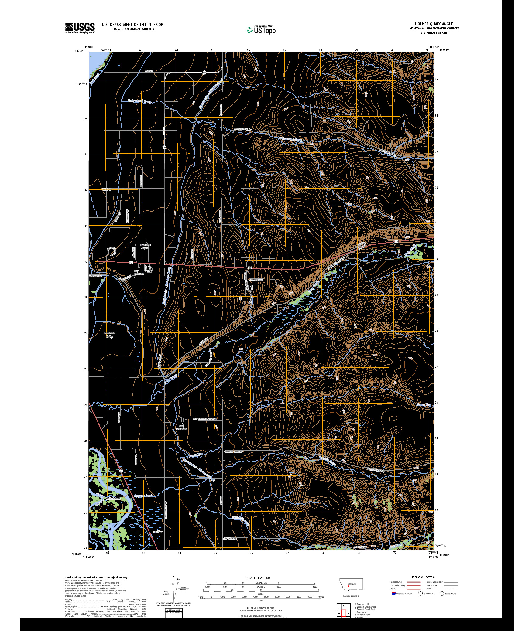 US TOPO 7.5-MINUTE MAP FOR HOLKER, MT