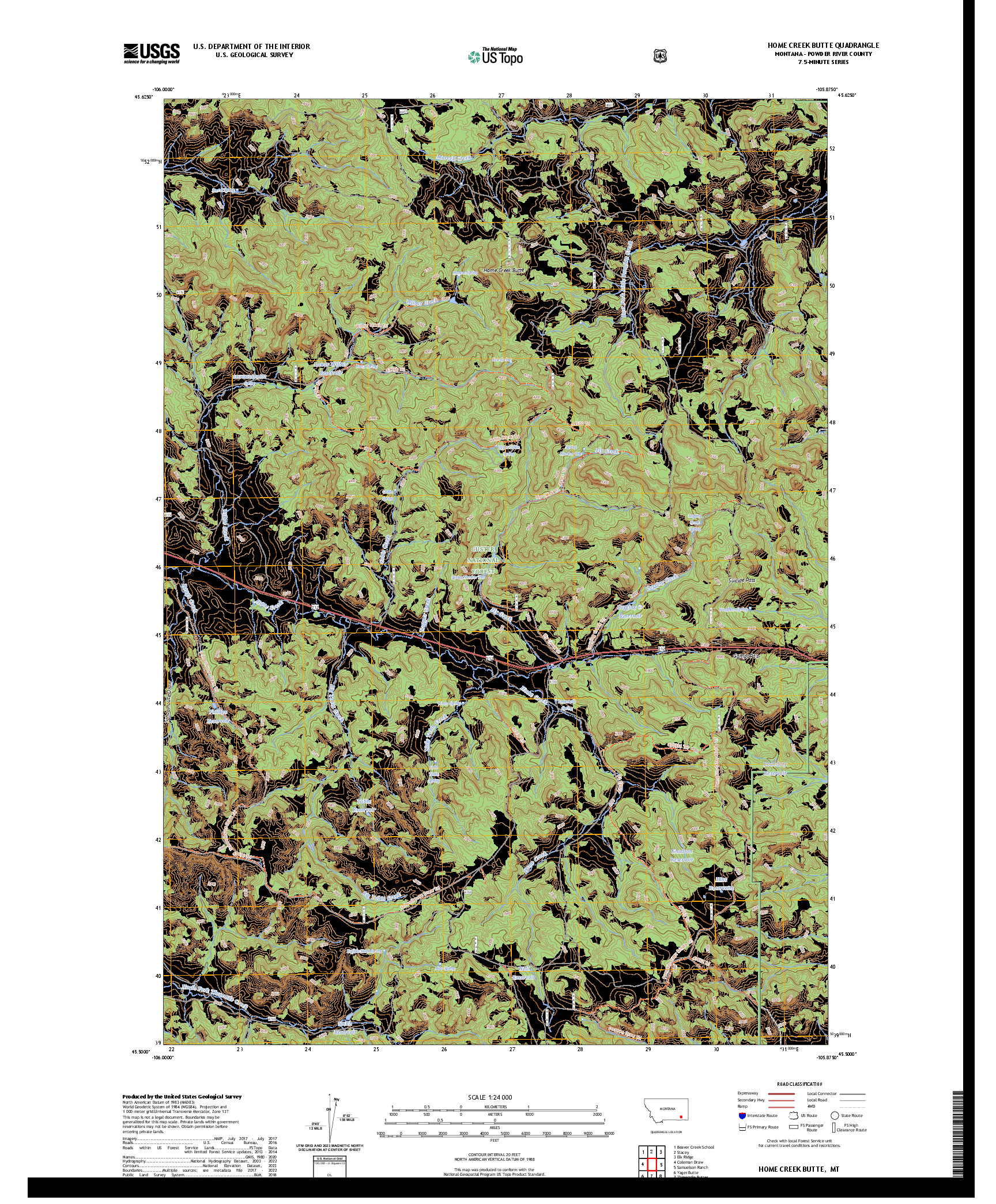 US TOPO 7.5-MINUTE MAP FOR HOME CREEK BUTTE, MT