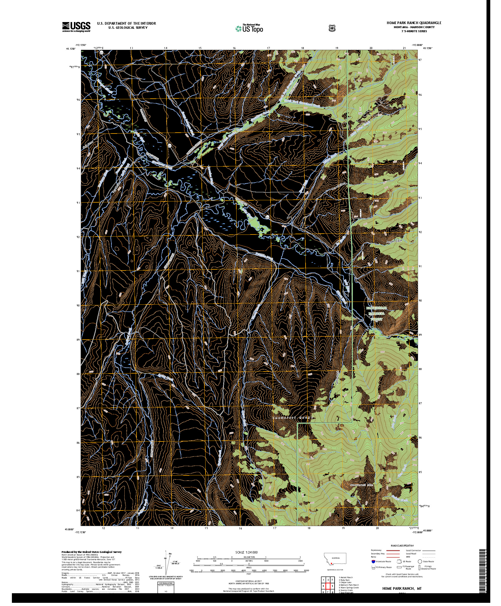 US TOPO 7.5-MINUTE MAP FOR HOME PARK RANCH, MT