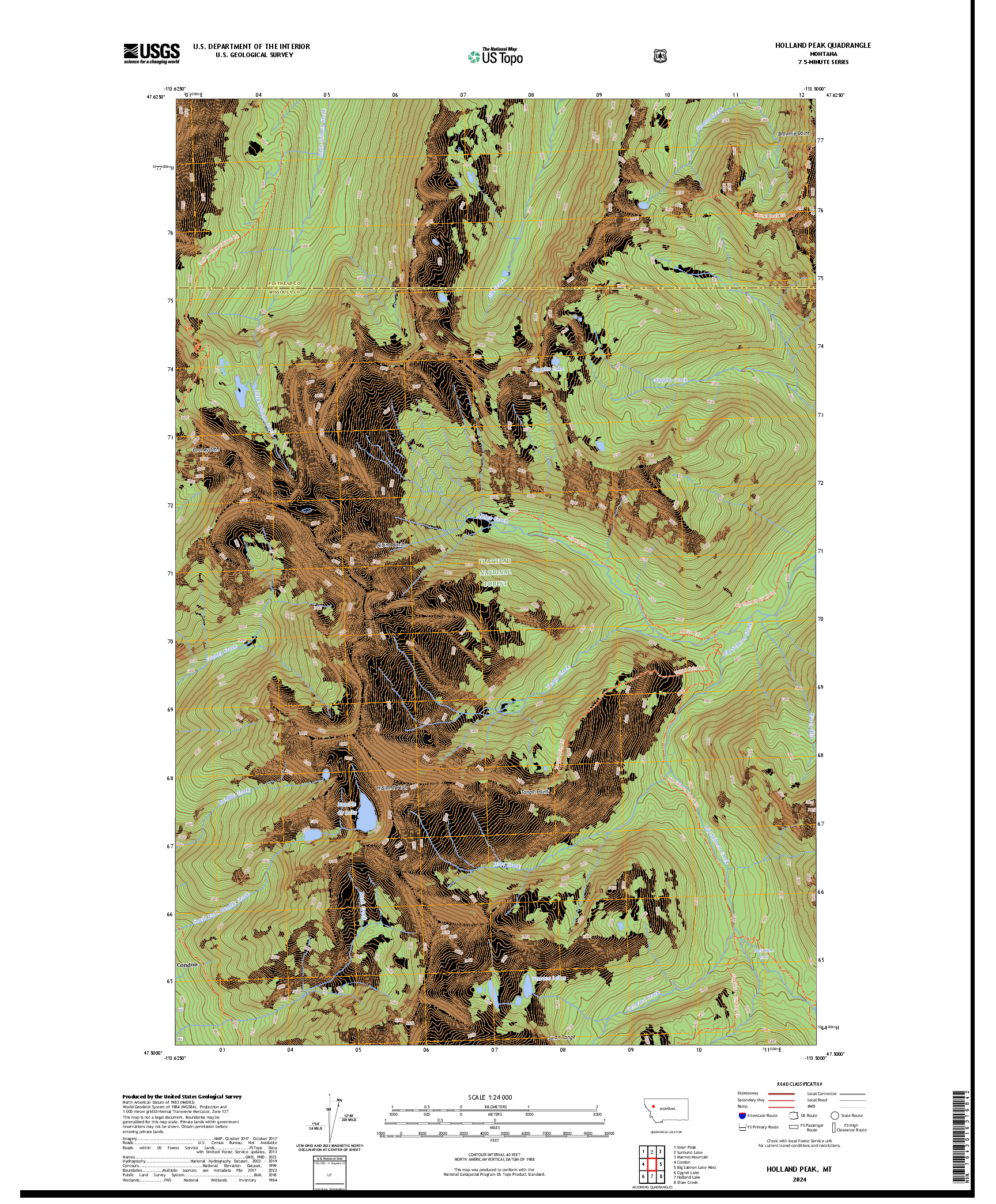 US TOPO 7.5-MINUTE MAP FOR HOLLAND PEAK, MT