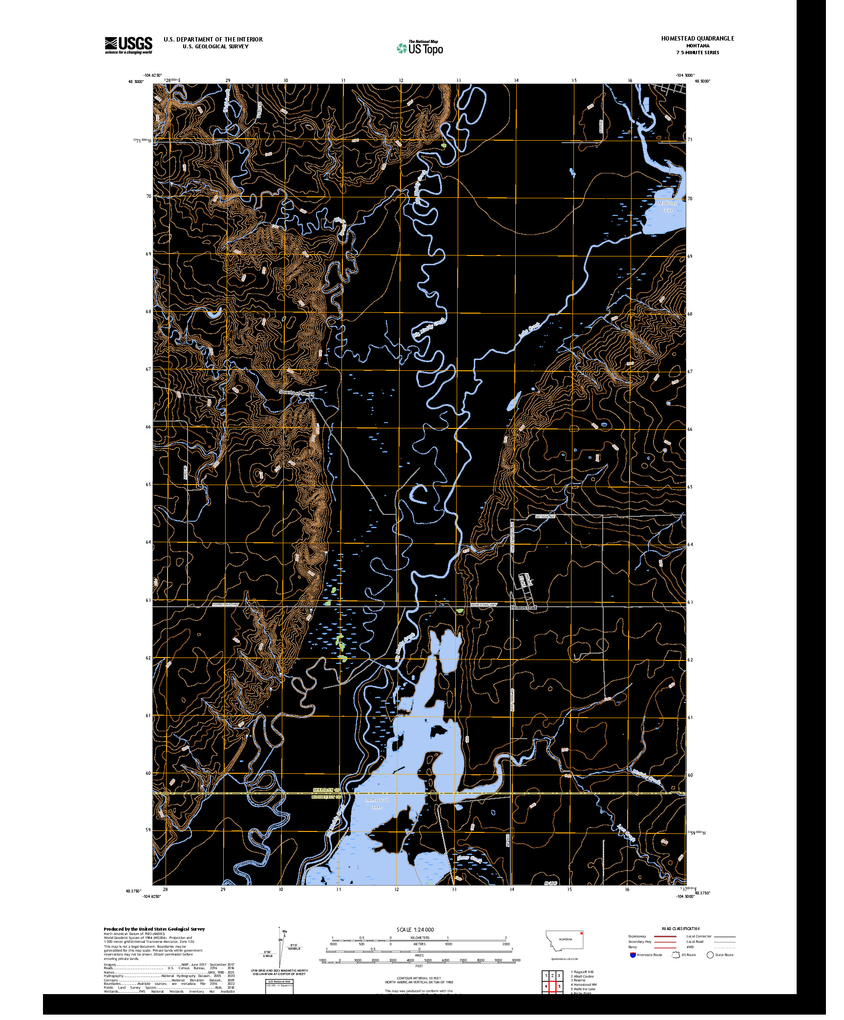 US TOPO 7.5-MINUTE MAP FOR HOMESTEAD, MT