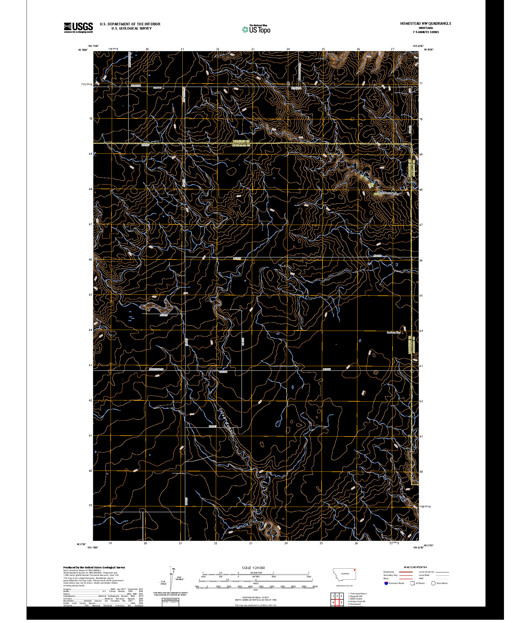 US TOPO 7.5-MINUTE MAP FOR HOMESTEAD NW, MT