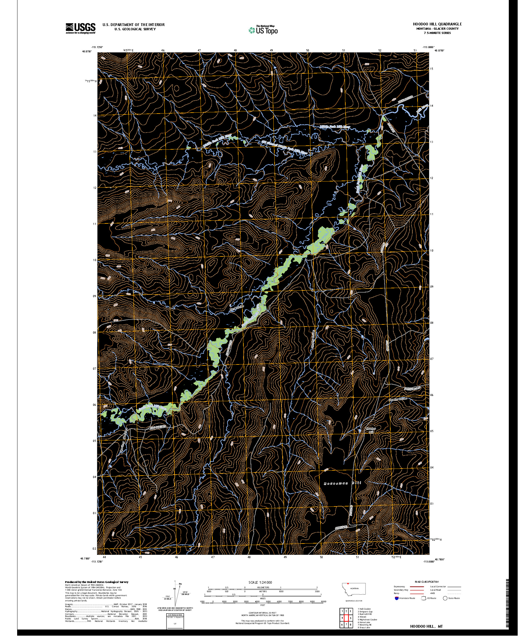US TOPO 7.5-MINUTE MAP FOR HOODOO HILL, MT