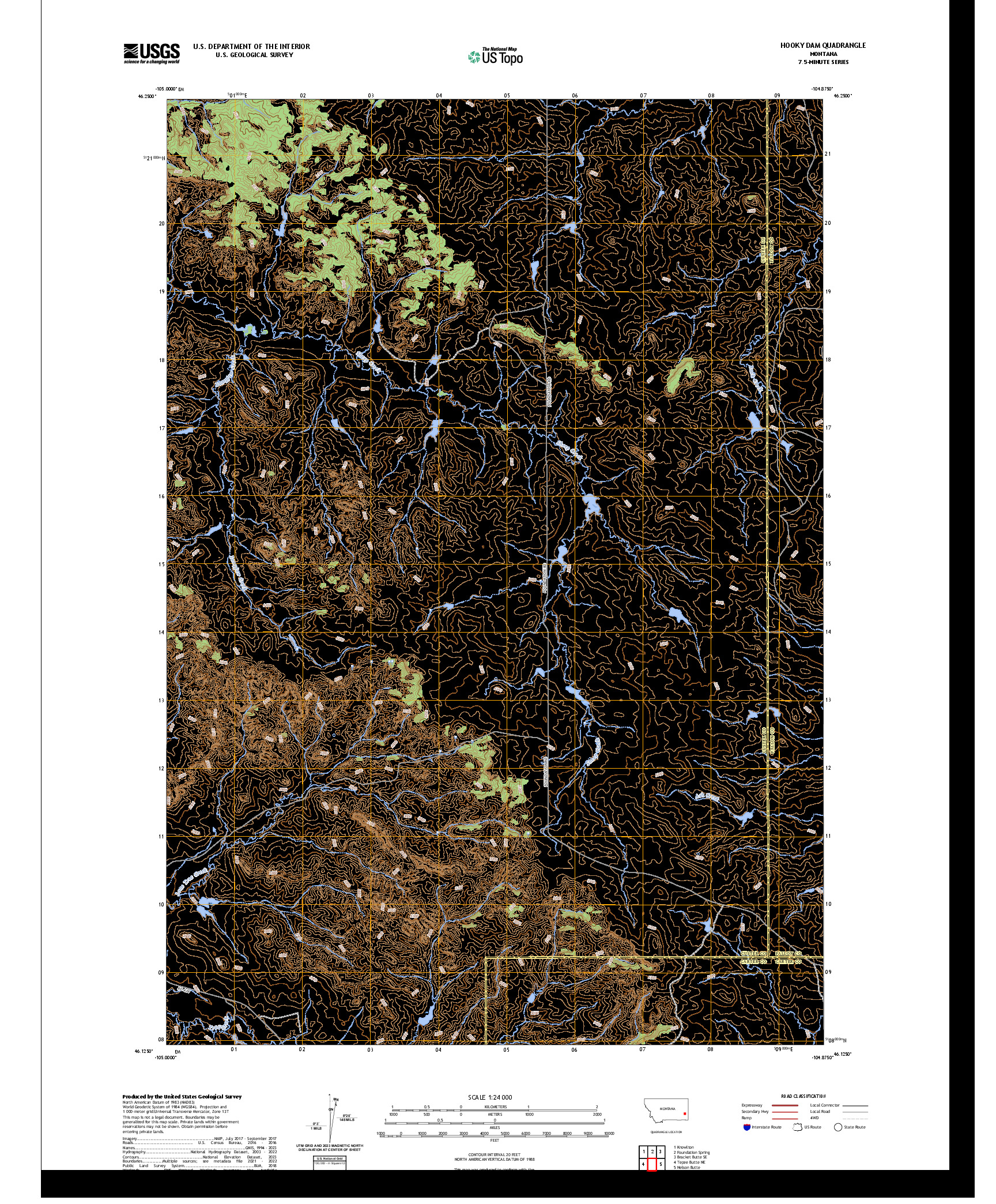 US TOPO 7.5-MINUTE MAP FOR HOOKY DAM, MT