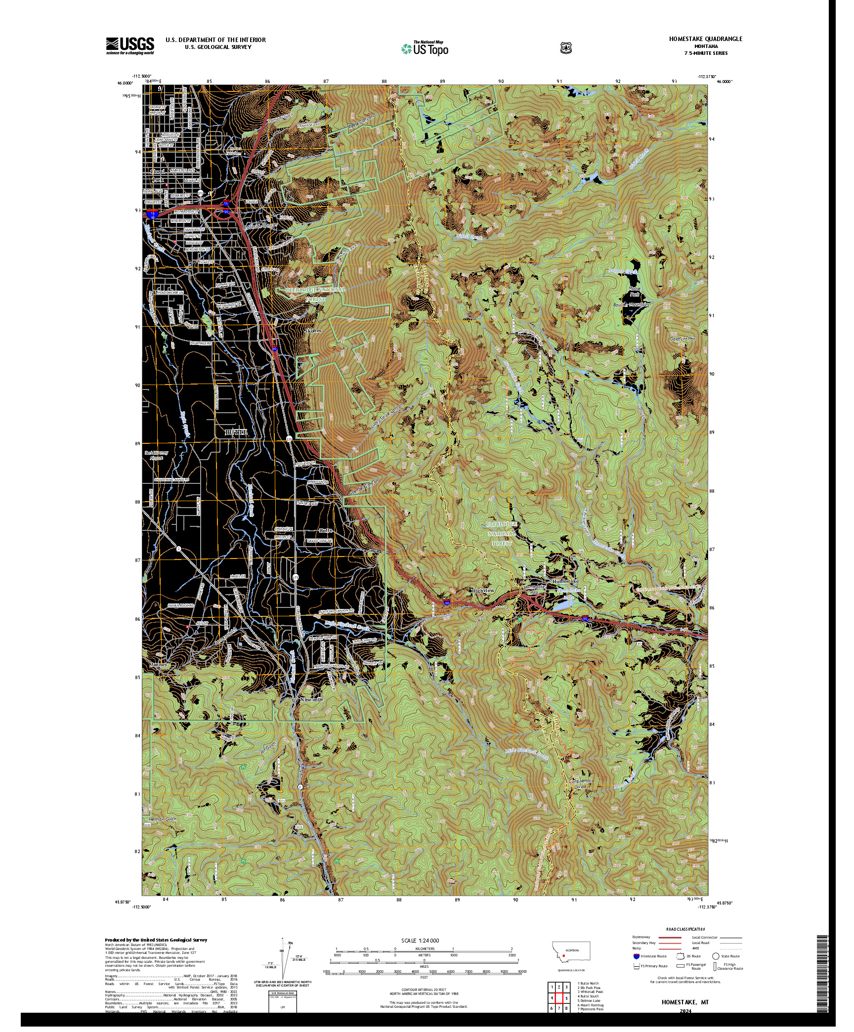 US TOPO 7.5-MINUTE MAP FOR HOMESTAKE, MT