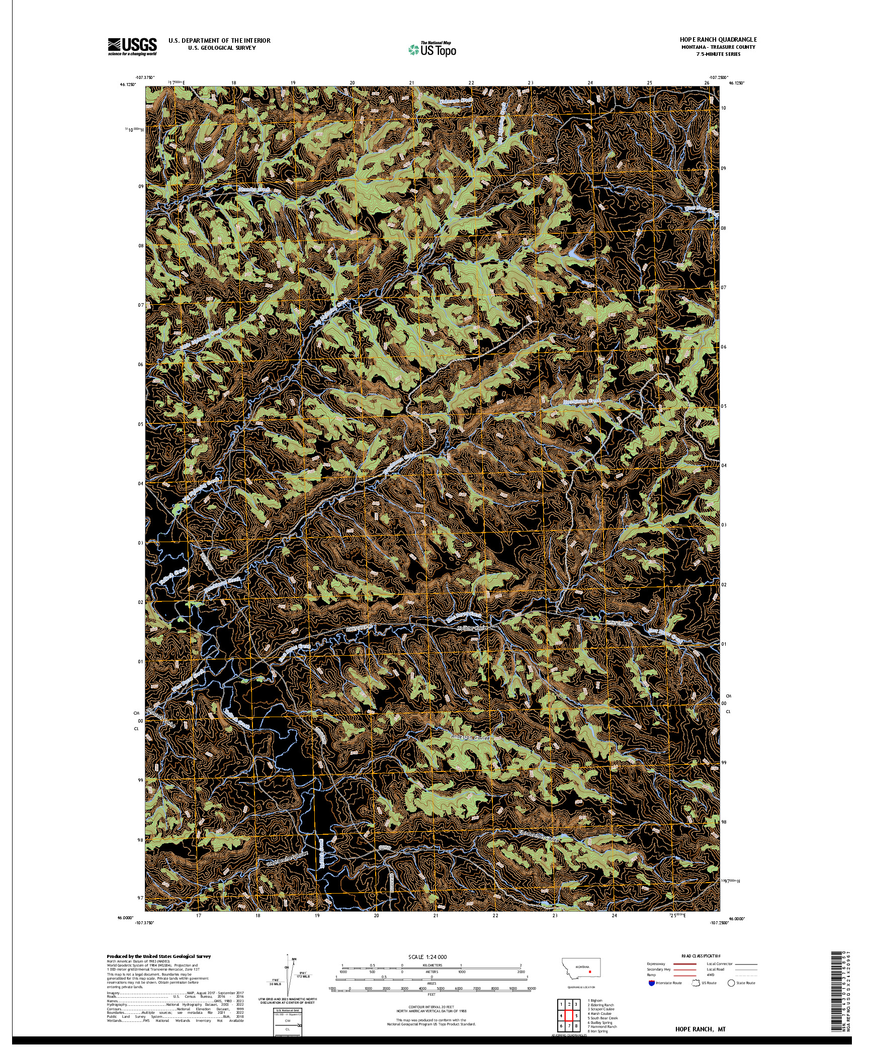US TOPO 7.5-MINUTE MAP FOR HOPE RANCH, MT