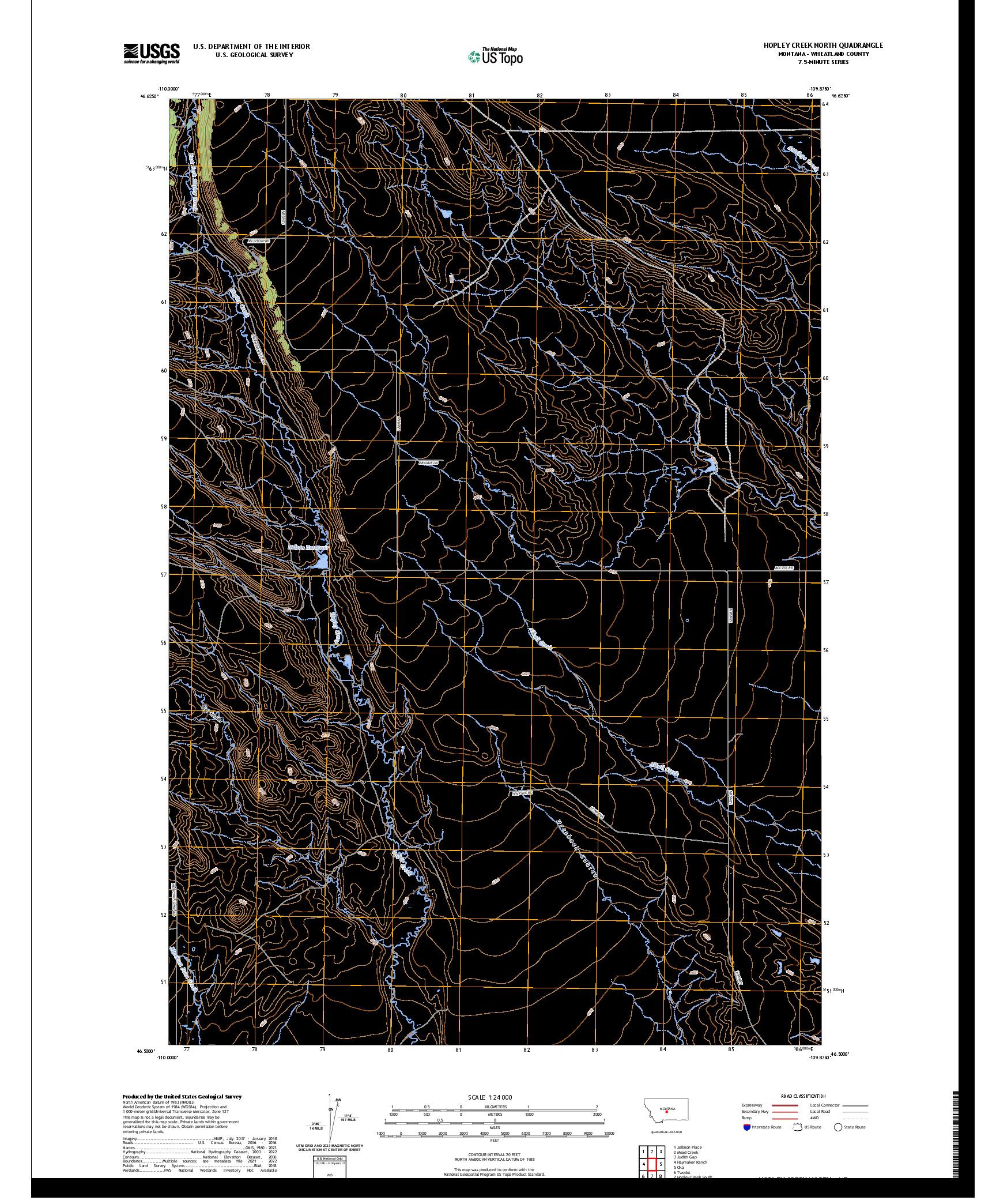 US TOPO 7.5-MINUTE MAP FOR HOPLEY CREEK NORTH, MT