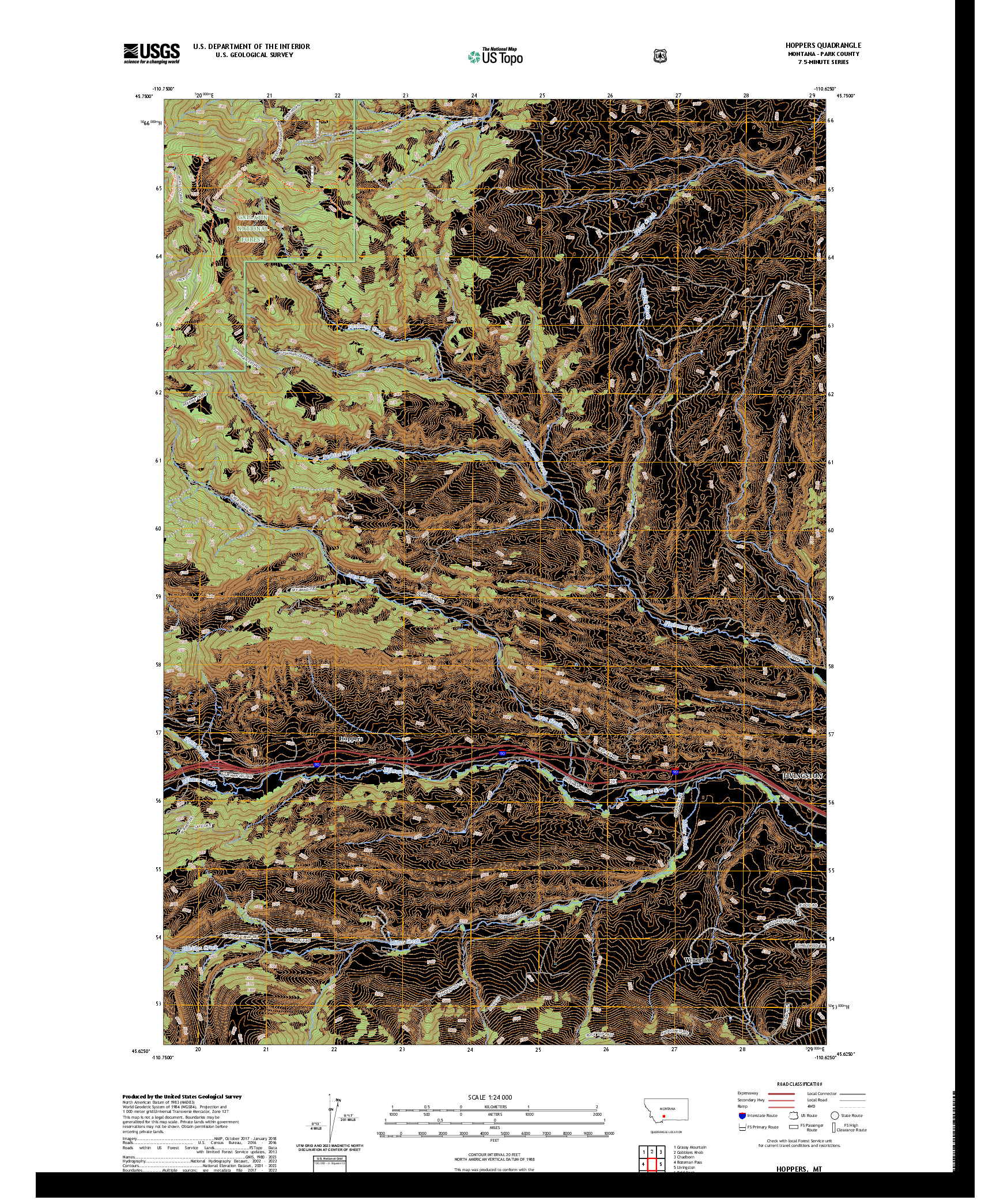 US TOPO 7.5-MINUTE MAP FOR HOPPERS, MT