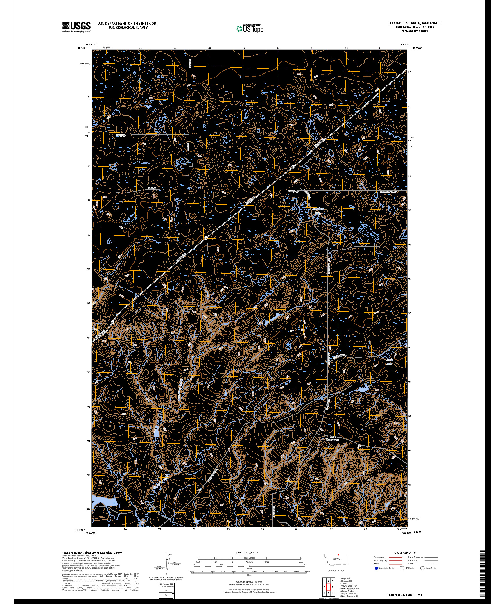 US TOPO 7.5-MINUTE MAP FOR HORNBECK LAKE, MT