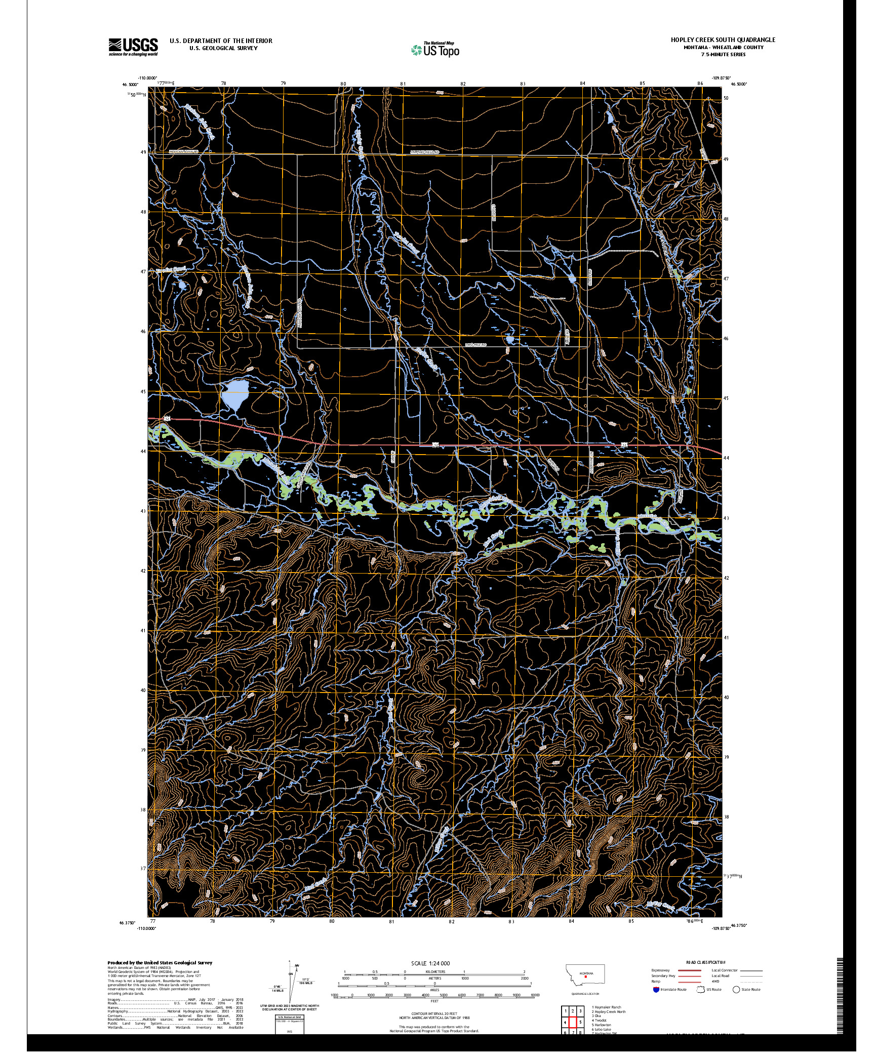 US TOPO 7.5-MINUTE MAP FOR HOPLEY CREEK SOUTH, MT