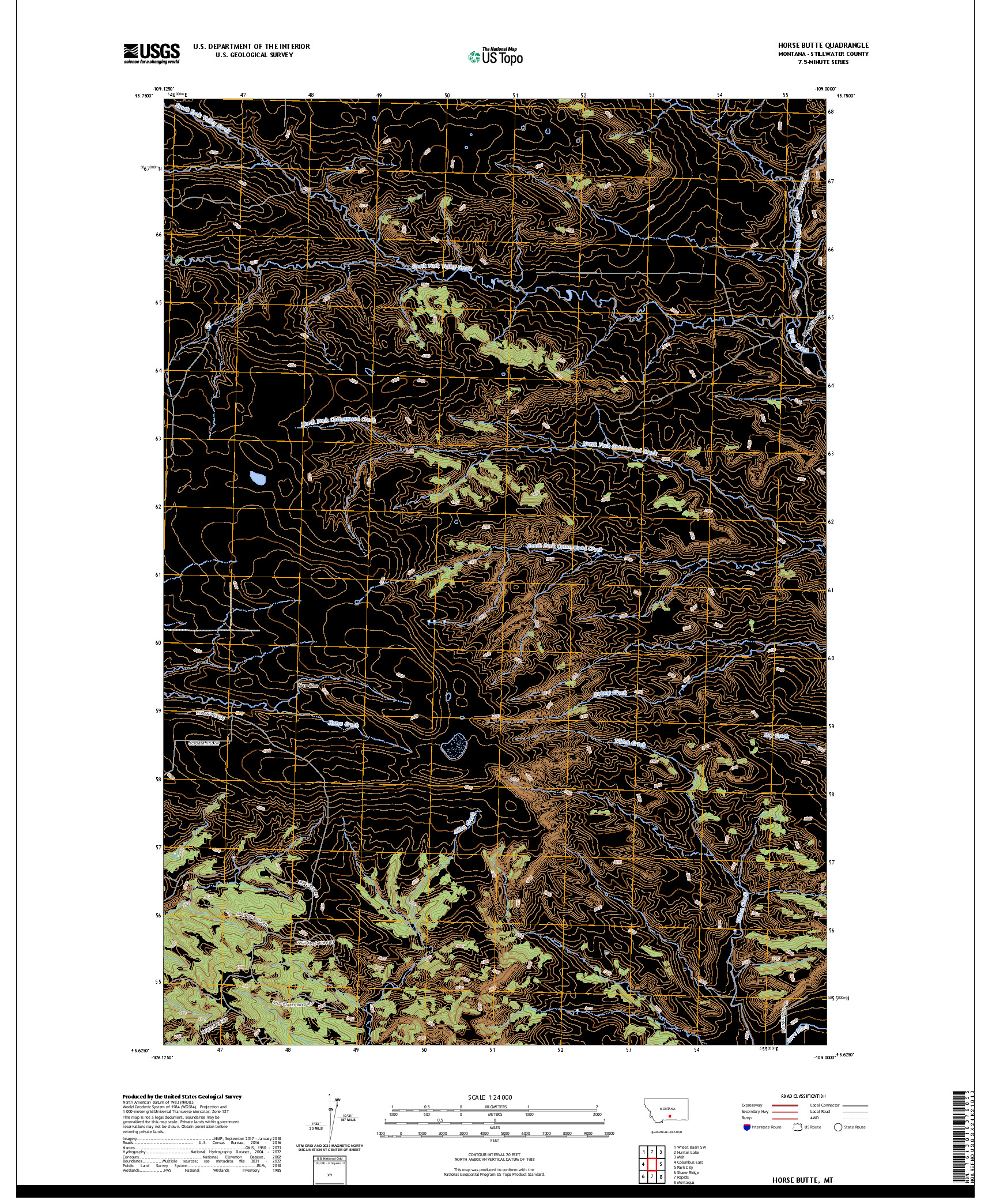 US TOPO 7.5-MINUTE MAP FOR HORSE BUTTE, MT
