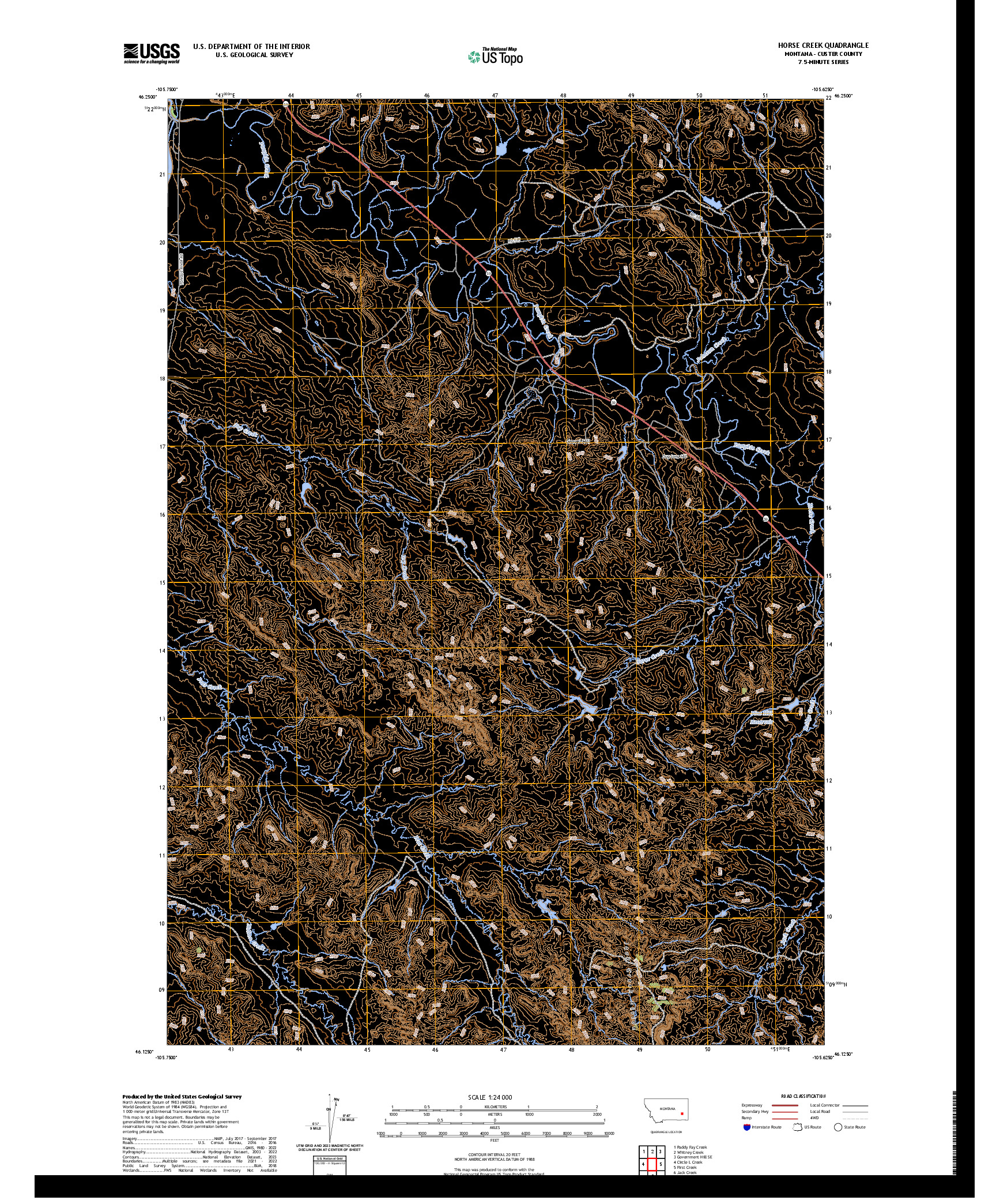 US TOPO 7.5-MINUTE MAP FOR HORSE CREEK, MT