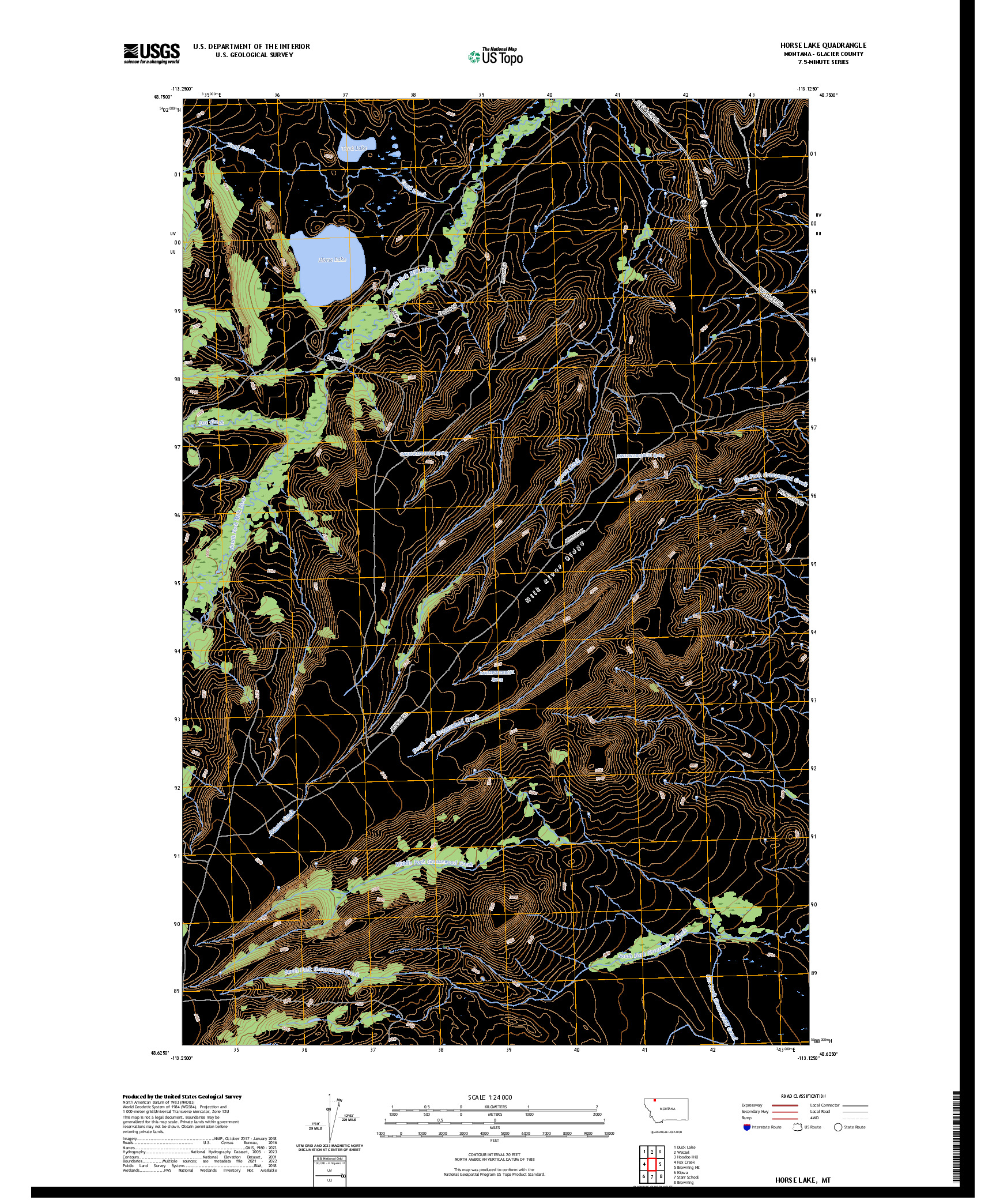 US TOPO 7.5-MINUTE MAP FOR HORSE LAKE, MT