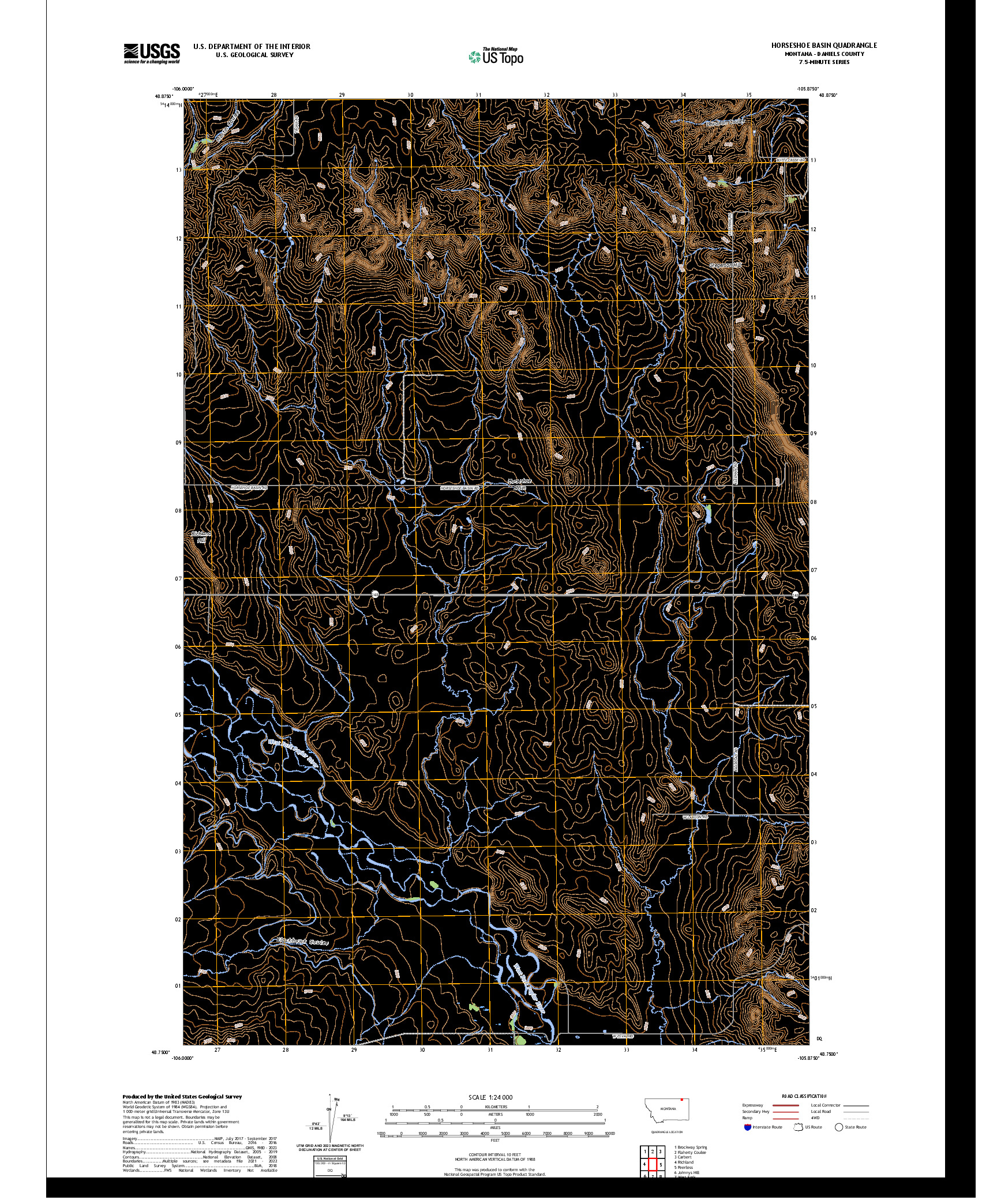 US TOPO 7.5-MINUTE MAP FOR HORSESHOE BASIN, MT