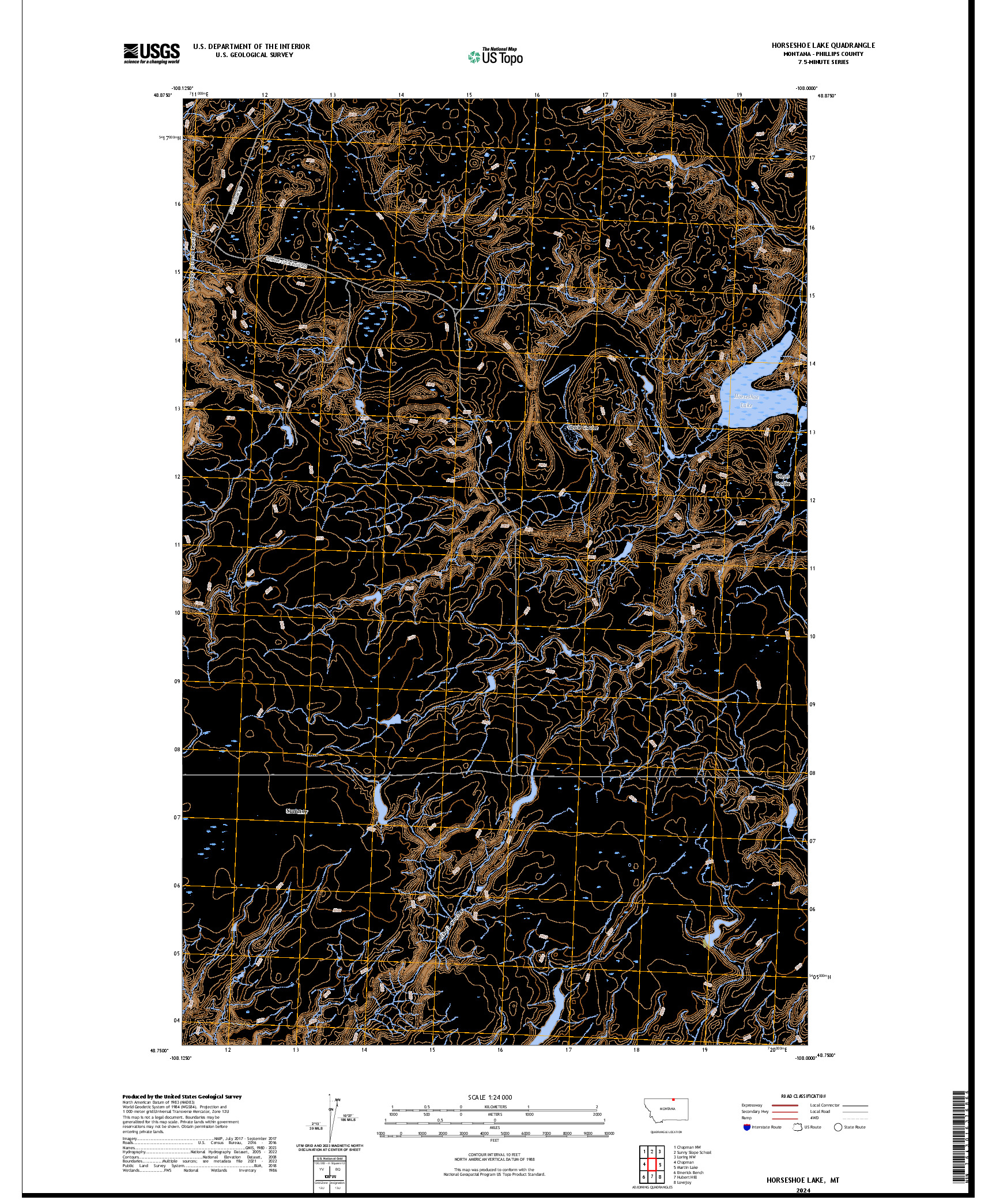 US TOPO 7.5-MINUTE MAP FOR HORSESHOE LAKE, MT