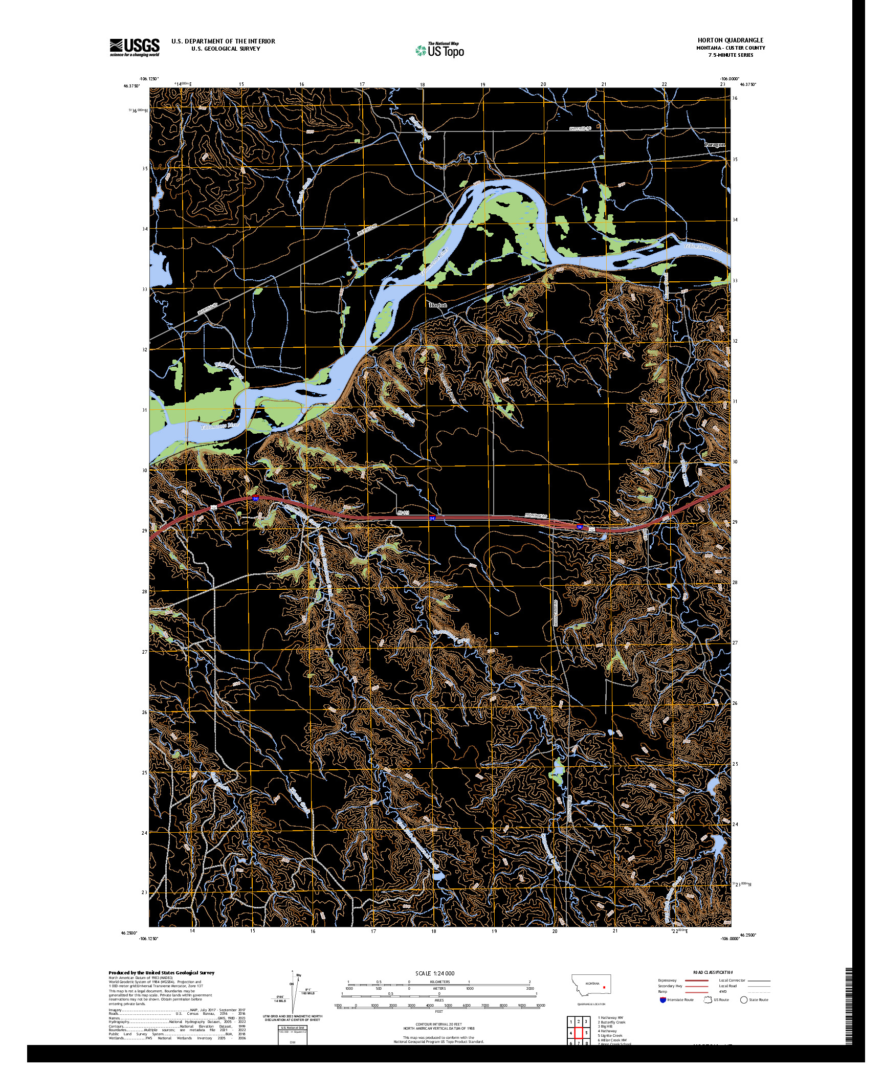 US TOPO 7.5-MINUTE MAP FOR HORTON, MT