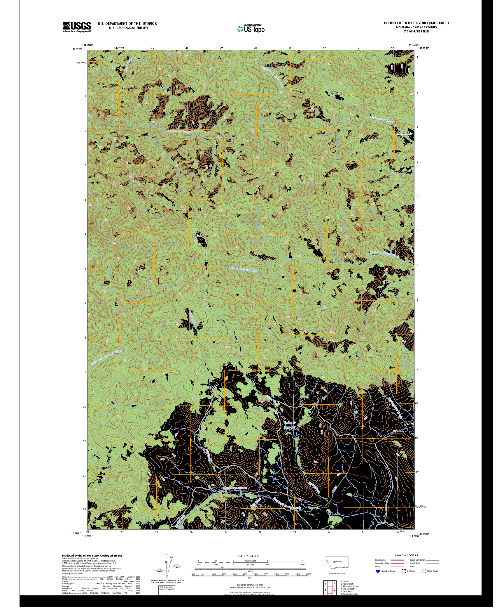 US TOPO 7.5-MINUTE MAP FOR HOUND CREEK RESERVOIR, MT