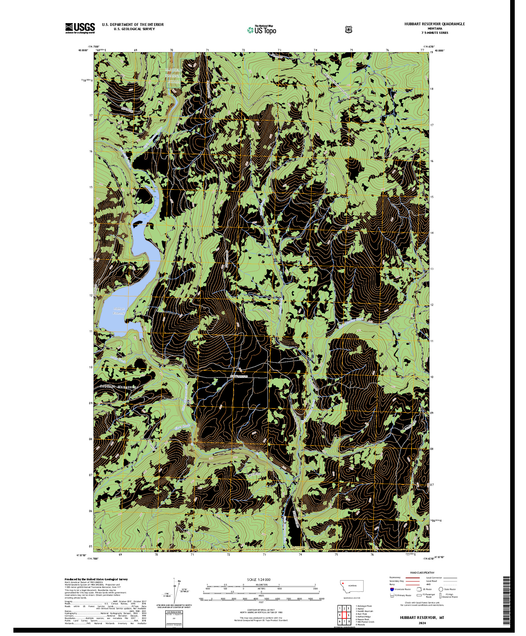US TOPO 7.5-MINUTE MAP FOR HUBBART RESERVOIR, MT
