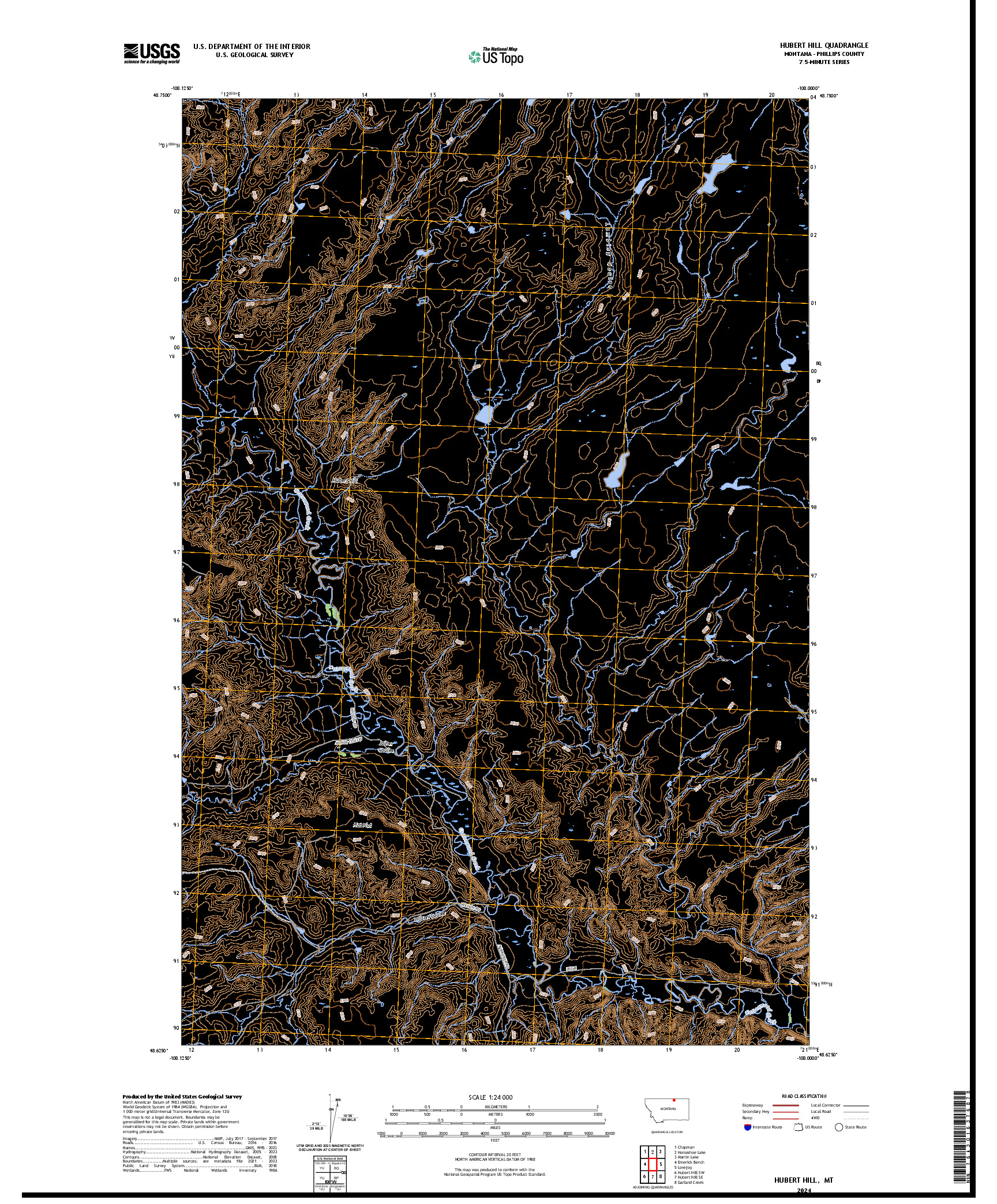 US TOPO 7.5-MINUTE MAP FOR HUBERT HILL, MT