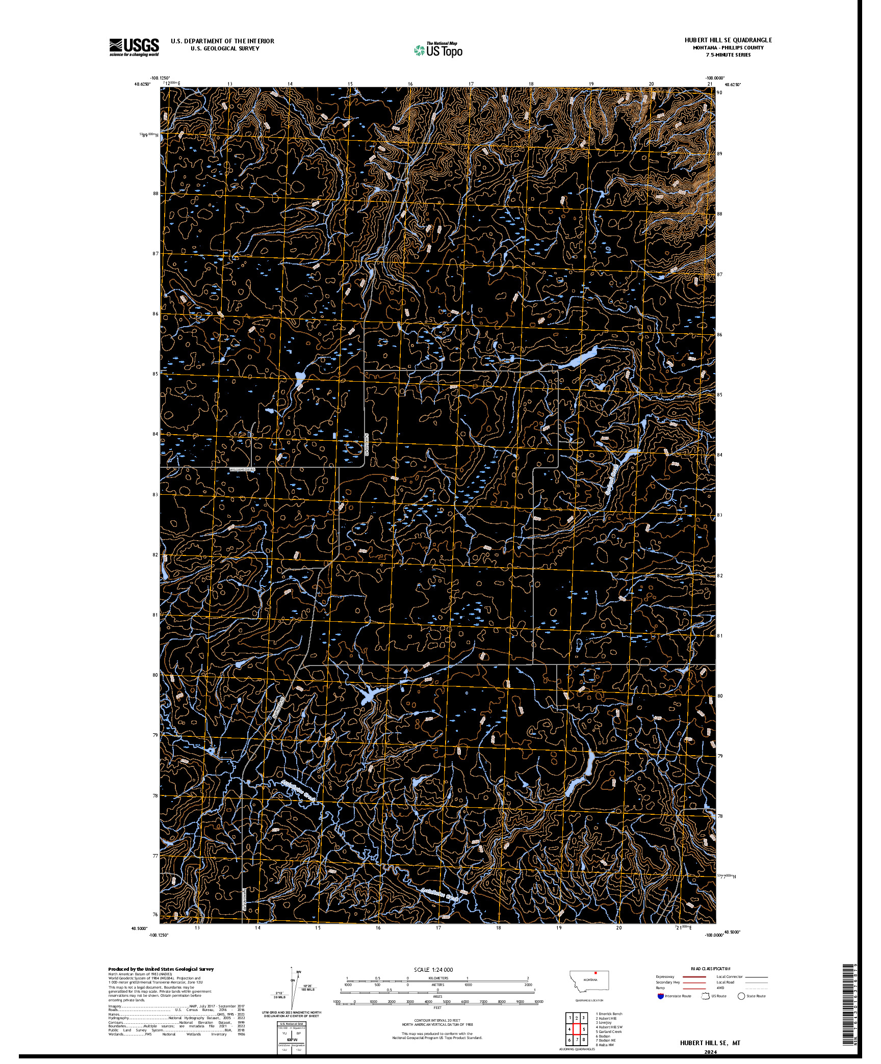 US TOPO 7.5-MINUTE MAP FOR HUBERT HILL SE, MT