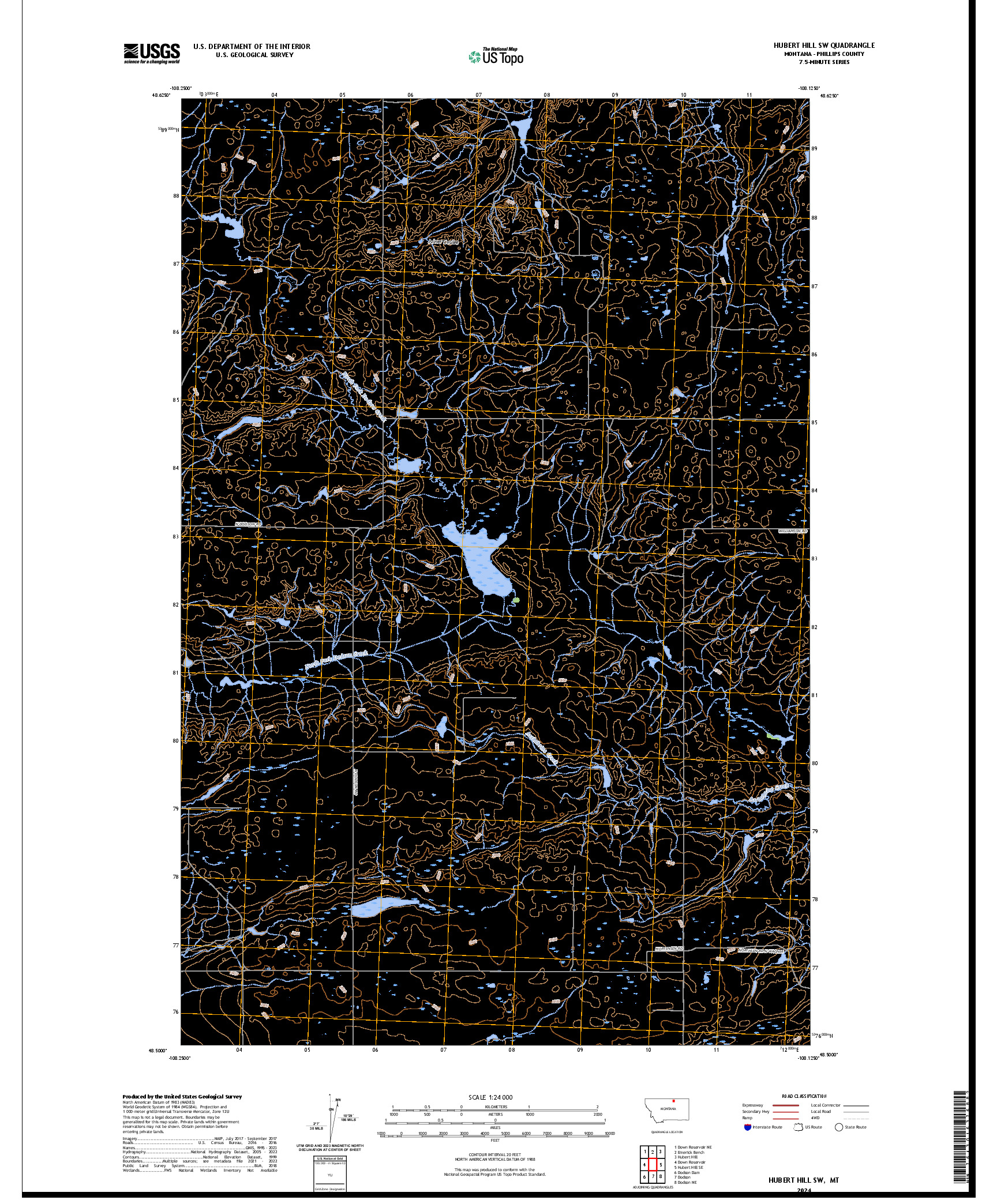 US TOPO 7.5-MINUTE MAP FOR HUBERT HILL SW, MT