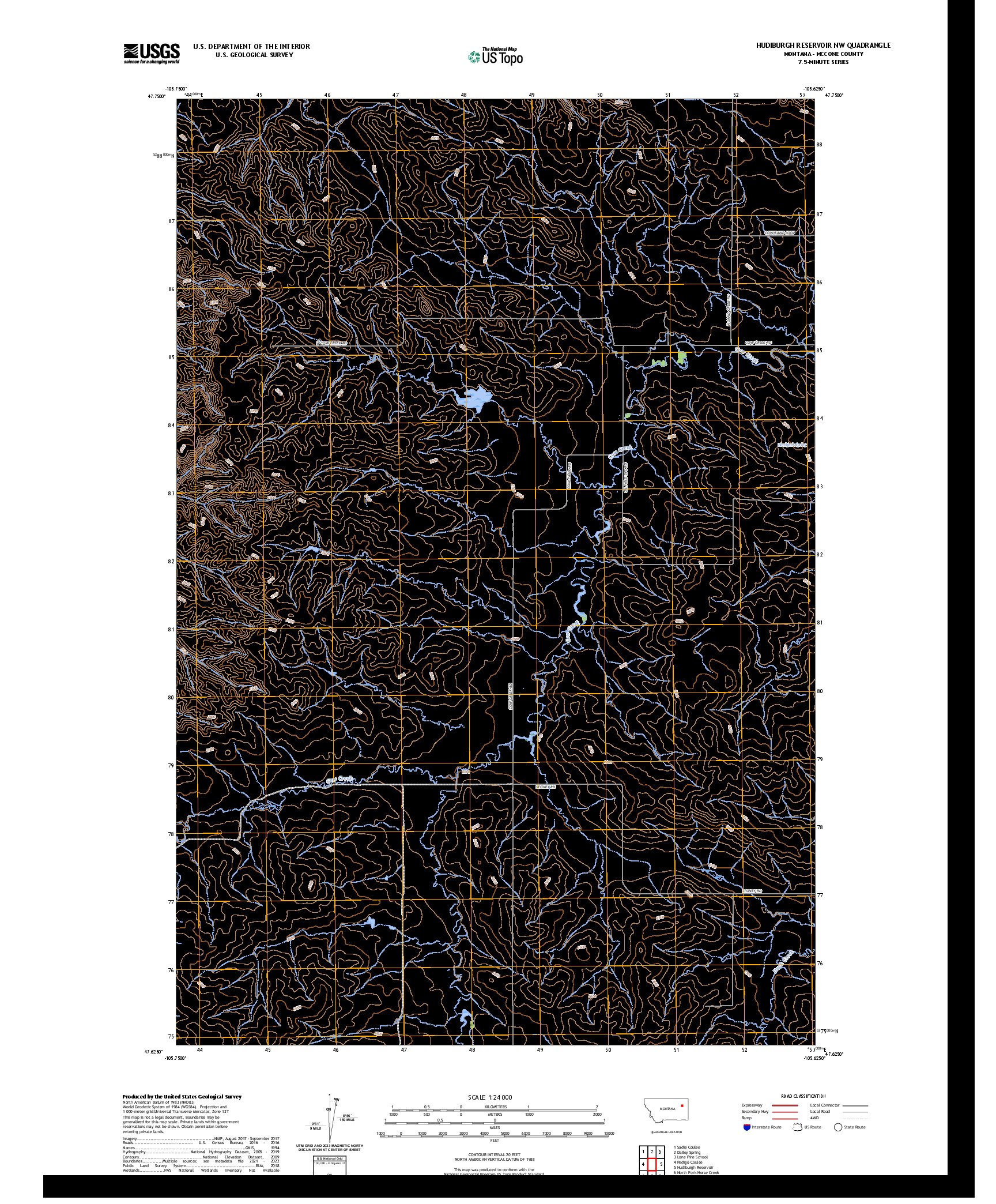 US TOPO 7.5-MINUTE MAP FOR HUDIBURGH RESERVOIR NW, MT